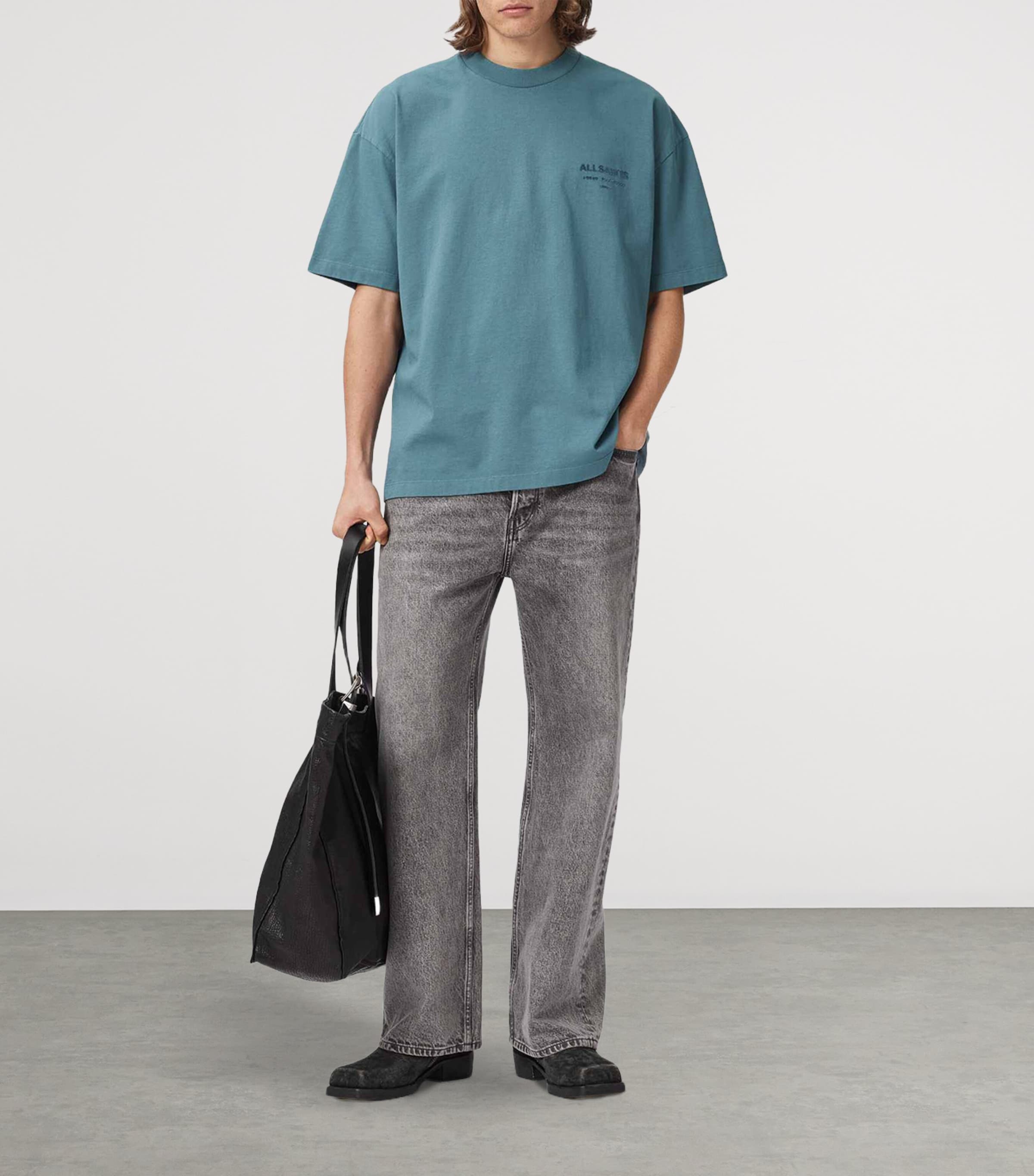AllSaints Mens Organic Cotton Xander T-Shirt Lunar Blue Image 5