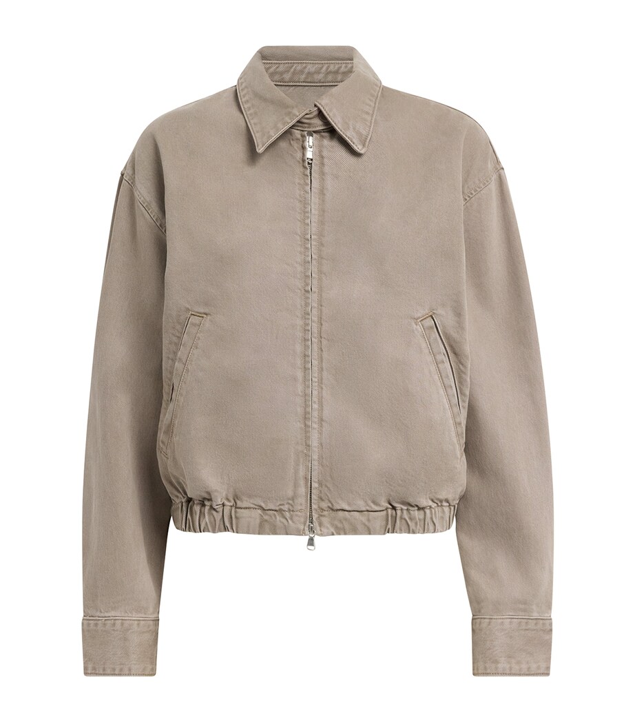 AGOLDE Womens Nile Denim Jacket Trail Md Grey Brown Image 1