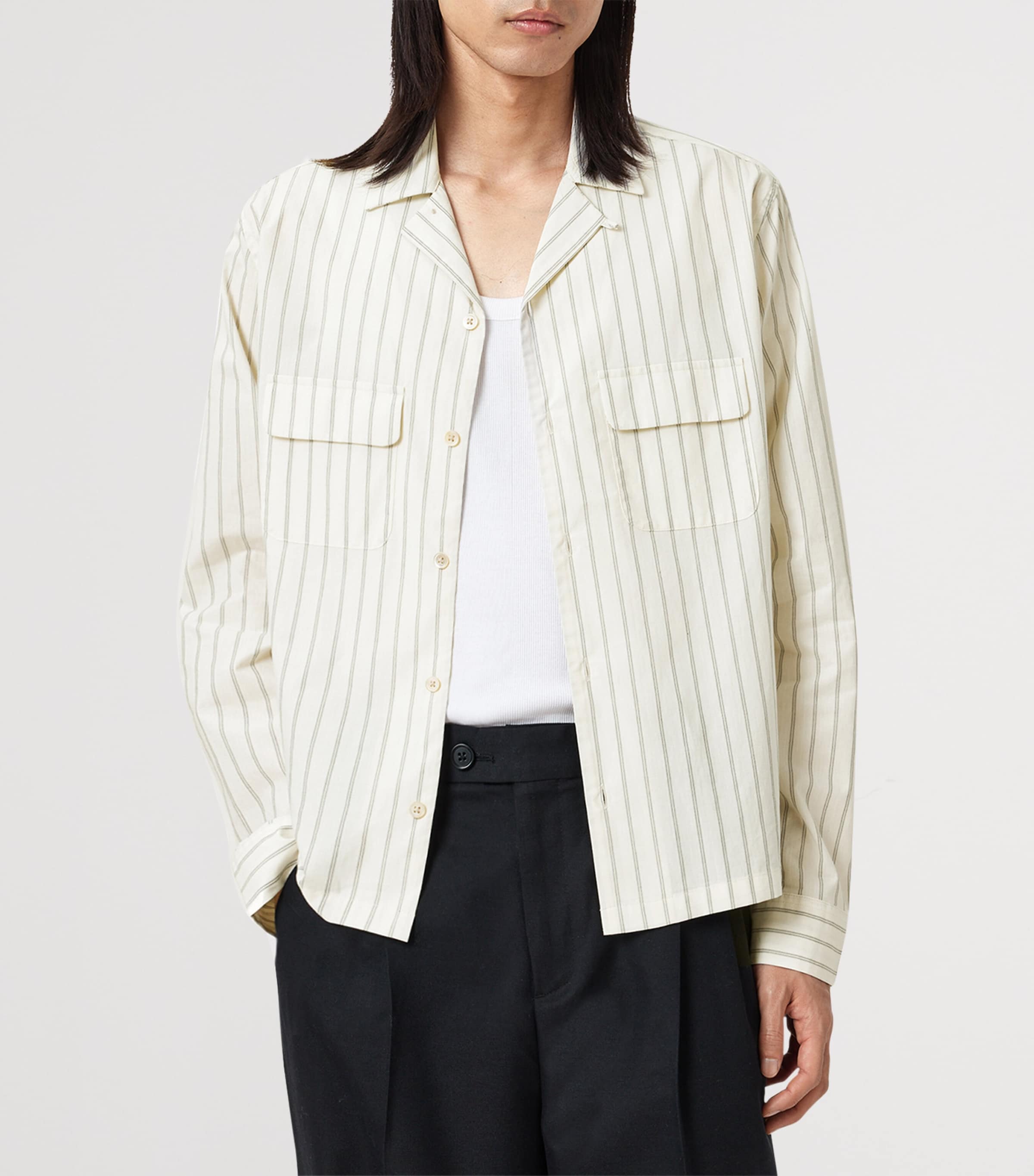 Organic Cotton Stripe Stanley Shirt SOAP WHITE Image 2