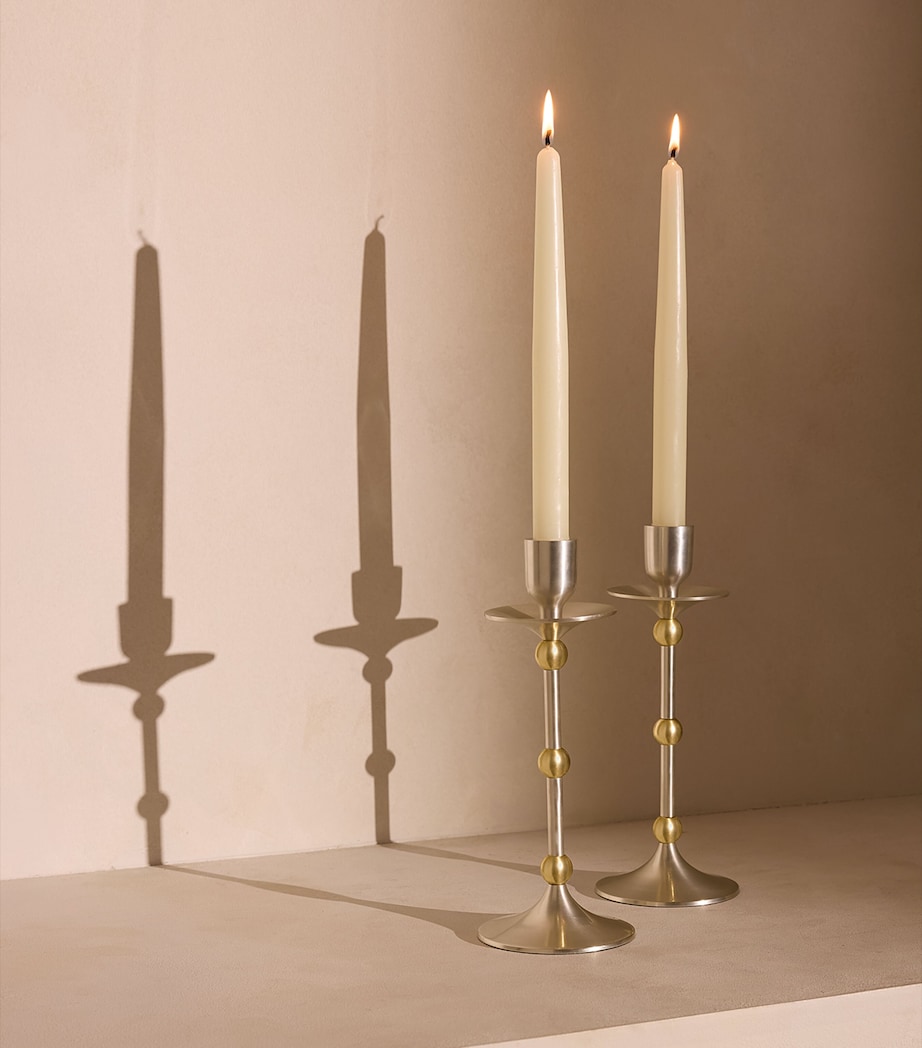 Medium Silver-Plated Cilia Candlestick Holder (25cm) SILVER Image 3