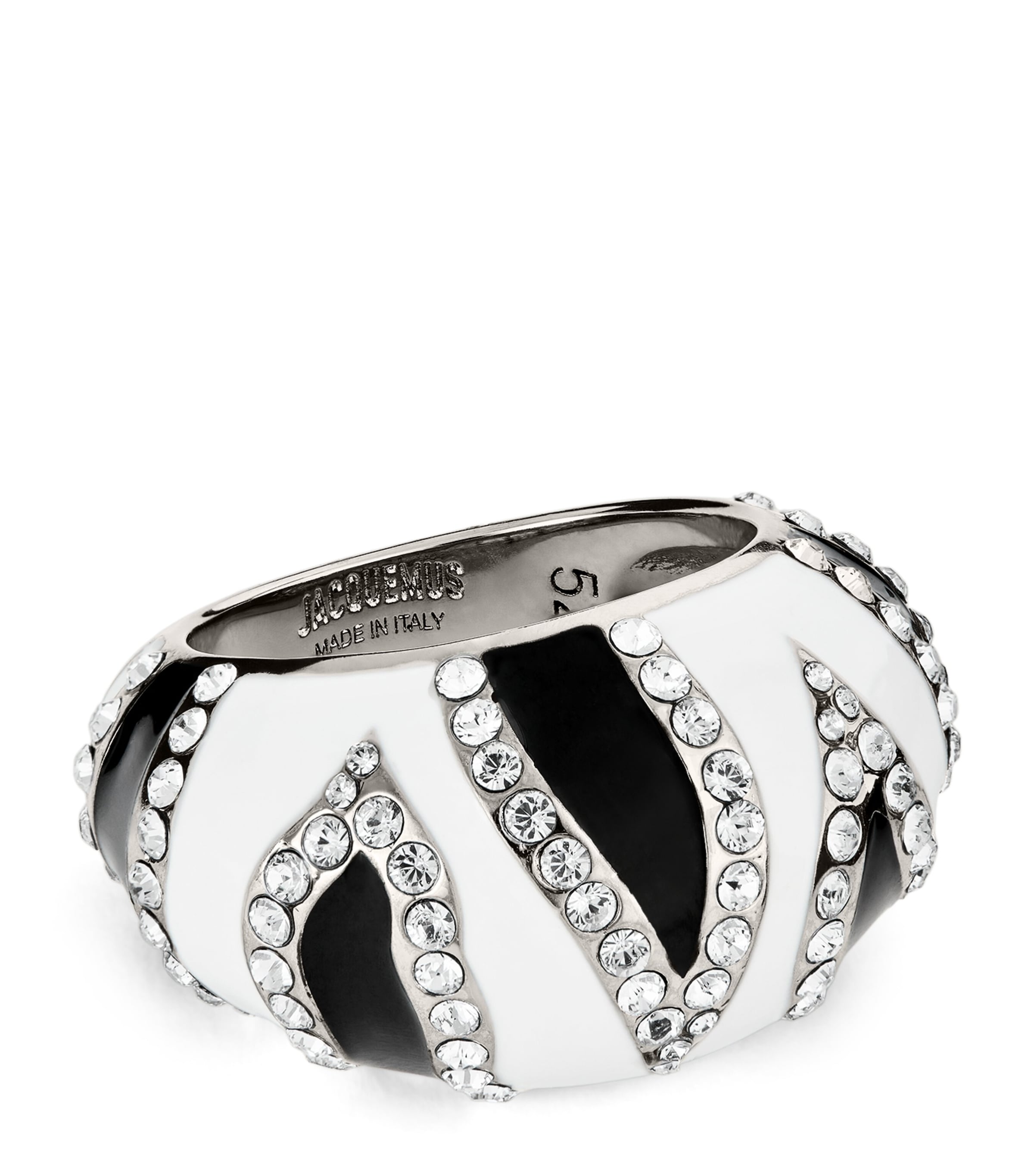 JACQUEMUS EMBELLISHED ENAMELLED ZEBRA RING 