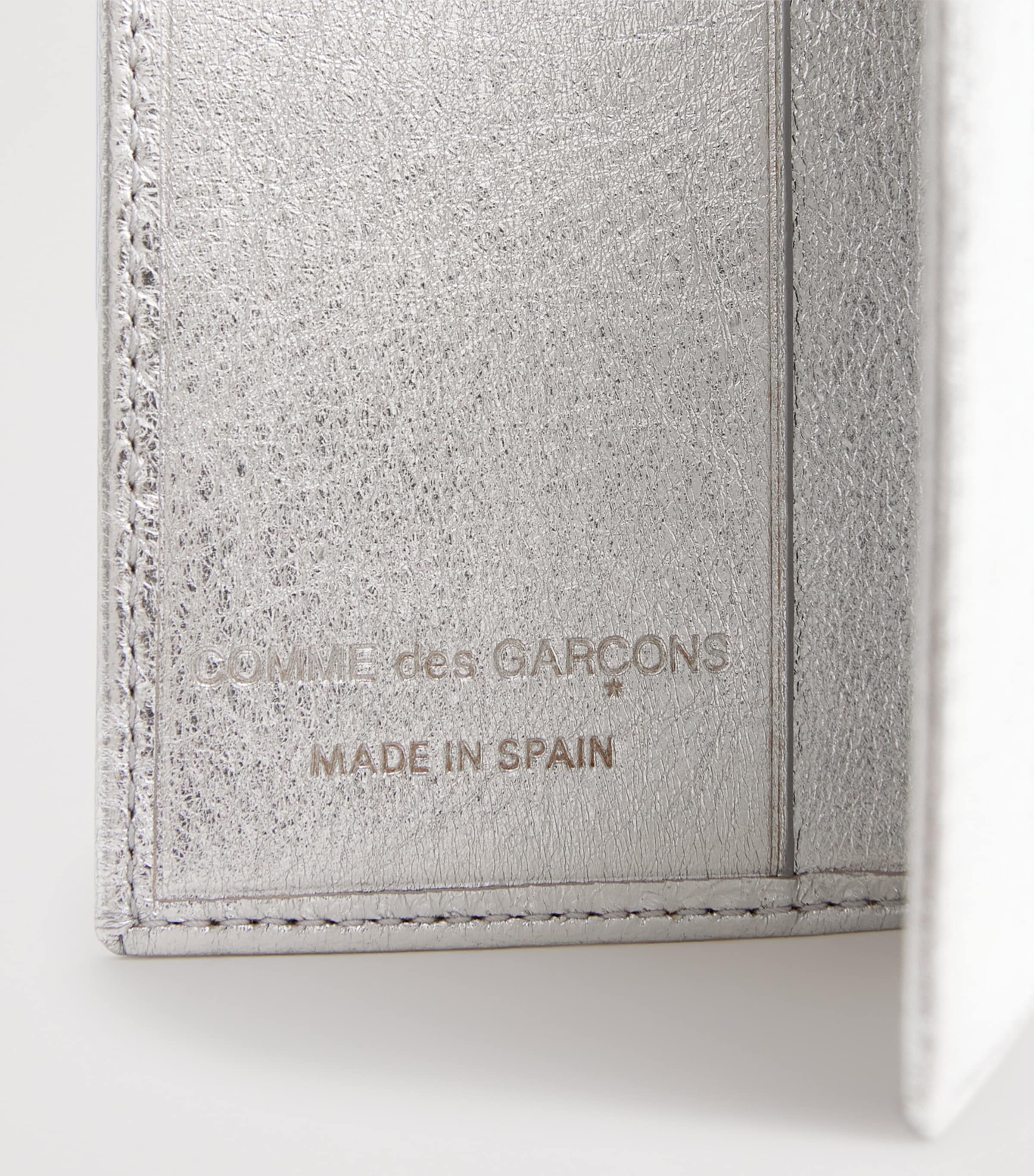 Comme Des Garçons Wallet Silver Leather Bifold Vertical Card