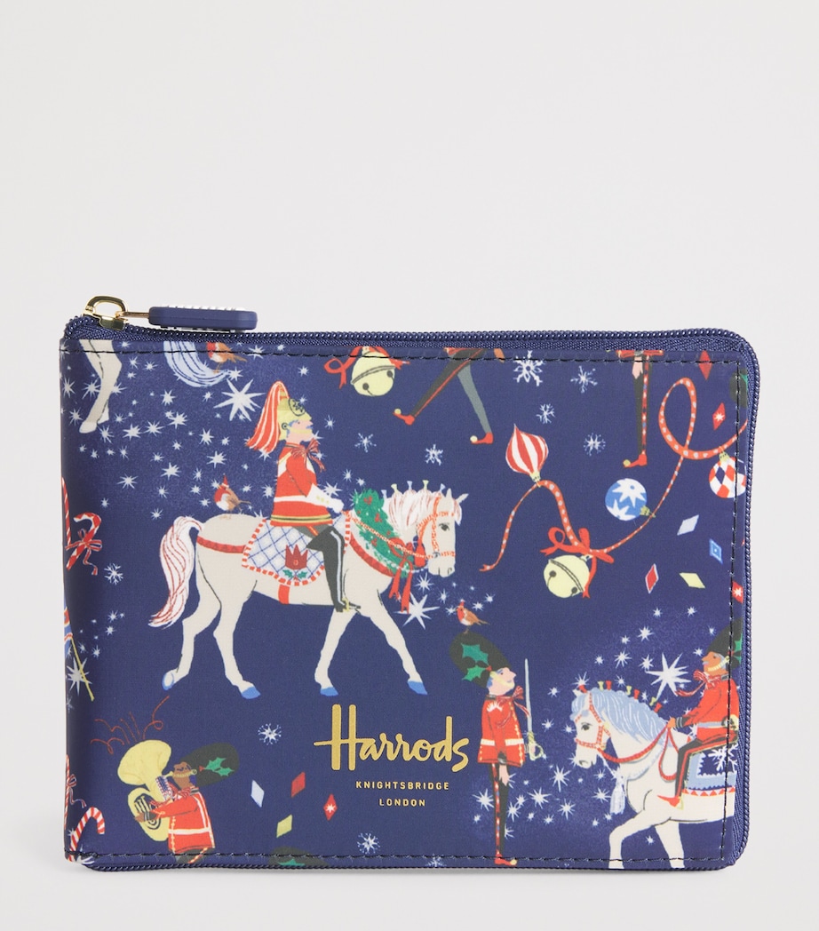 Harrods Christmas Carousel Pocket Shopper Bag Navy Image 2