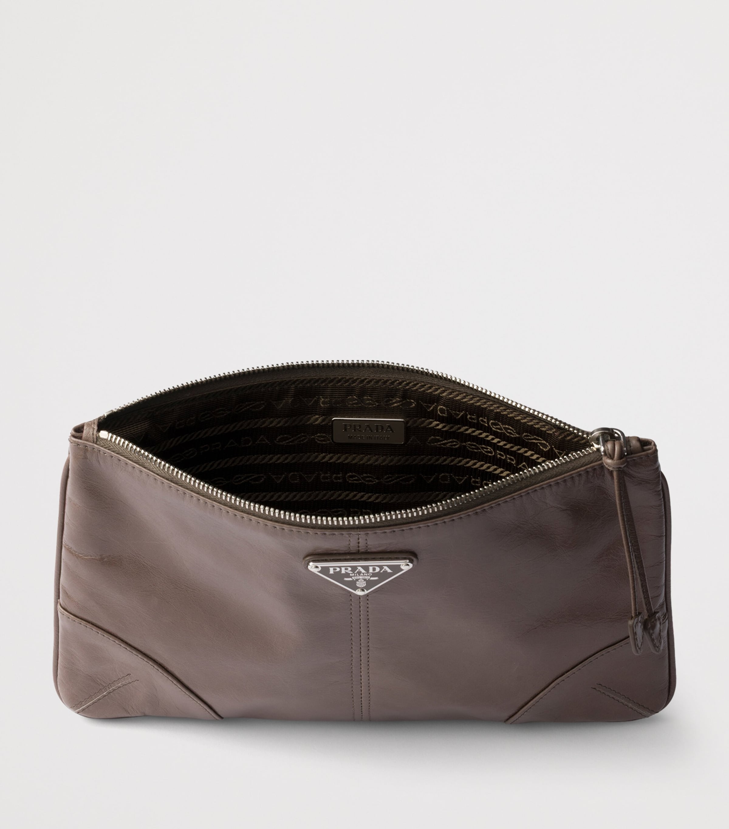 Prada Leather Pouch Grey Image 2