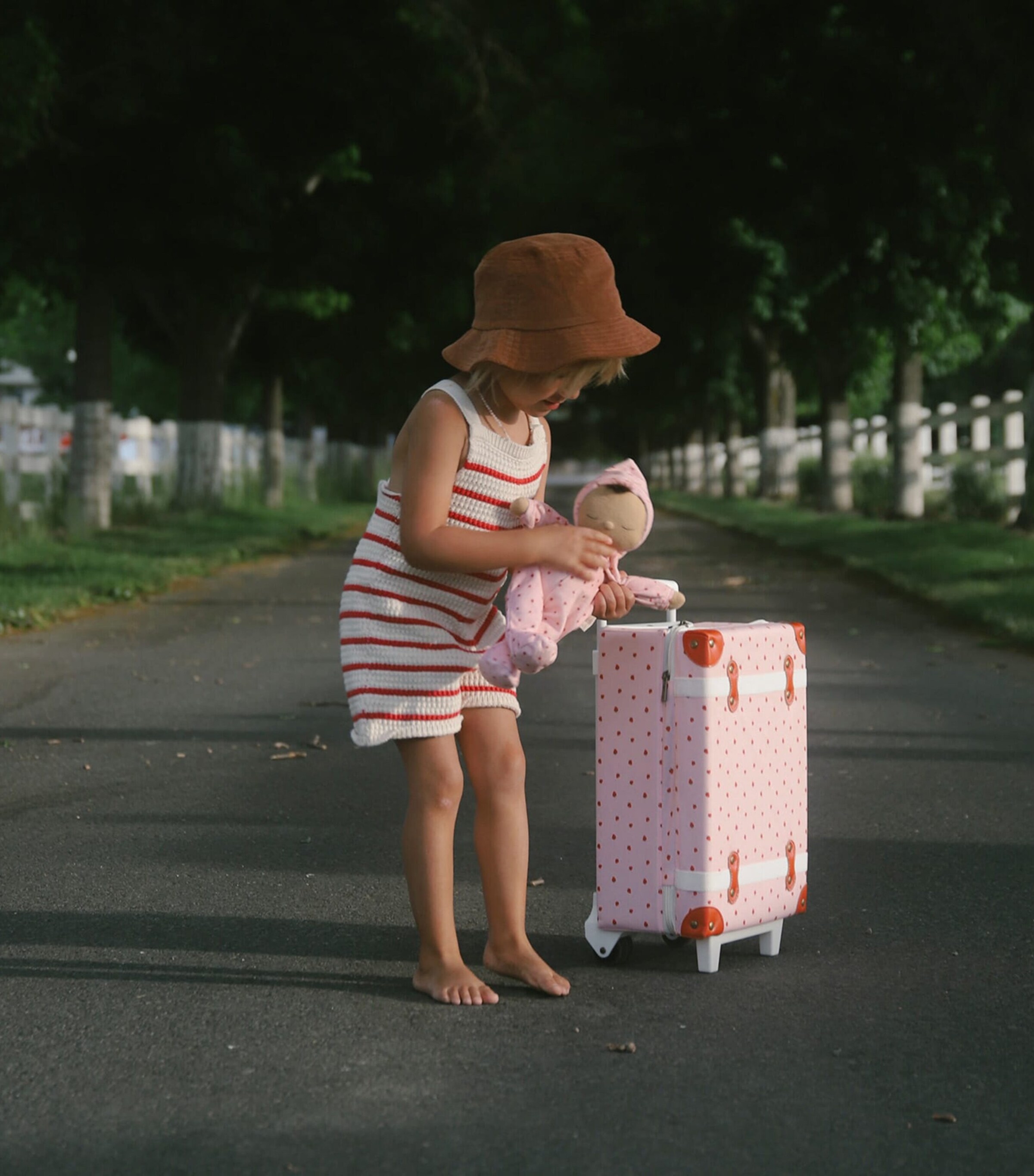 Olli Ella Strawberry Print See-Ya Suitcase (41cm) | Harrods UK