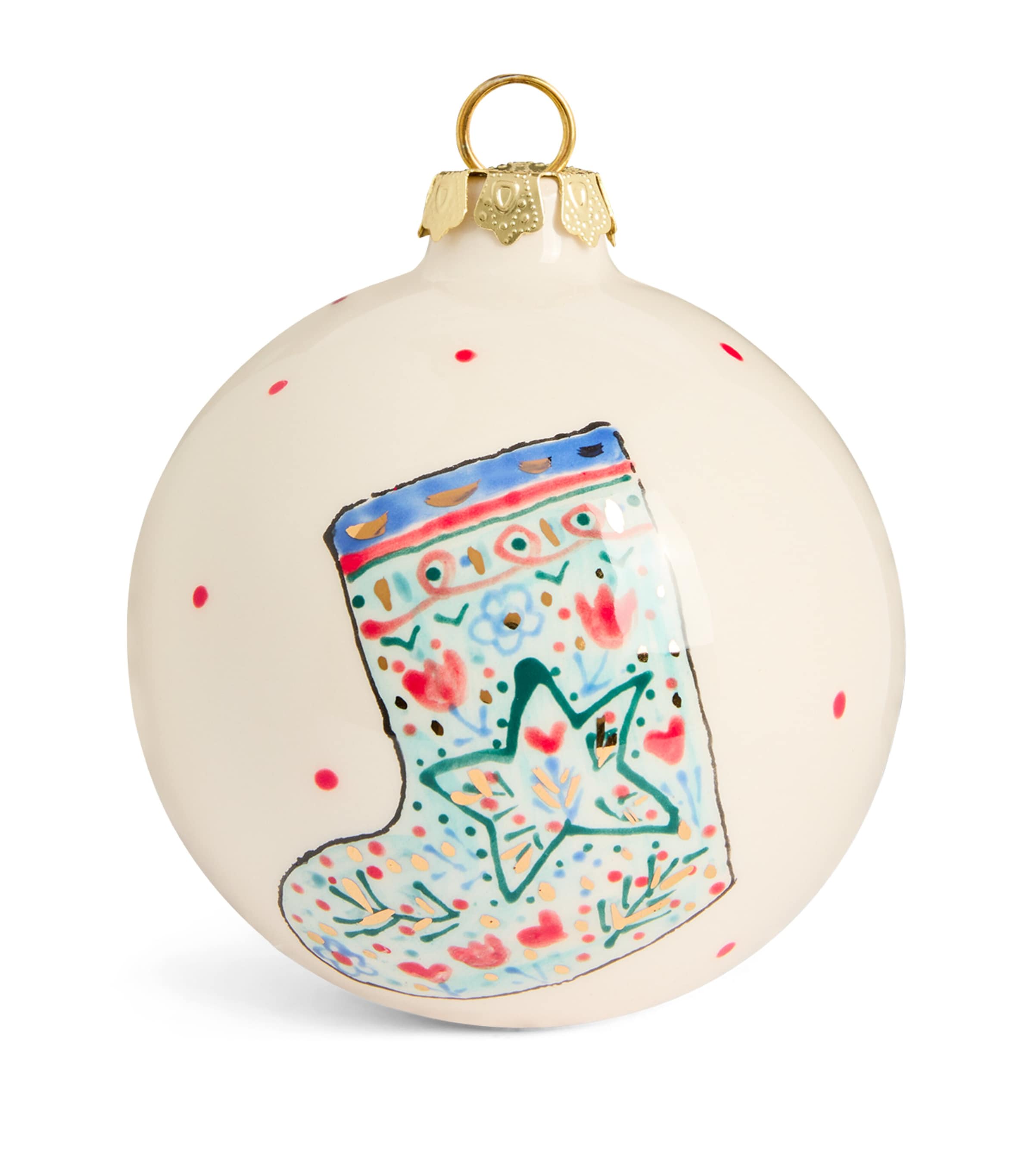 Jayne Redmond Ceramic Stocking Bauble In White