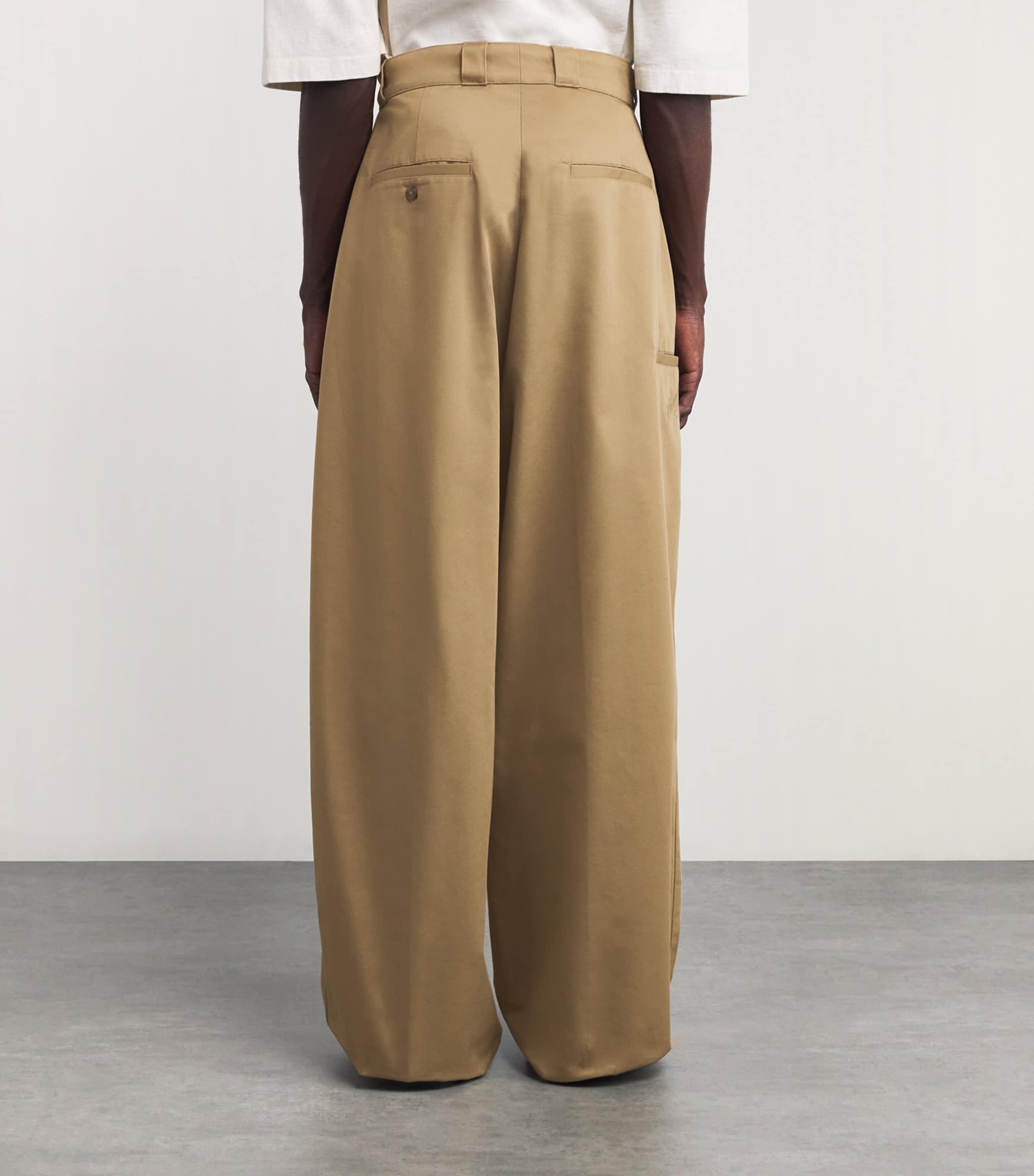Willy Chavarria Mens Twill Wide-Leg Chinos Khaki Image 3