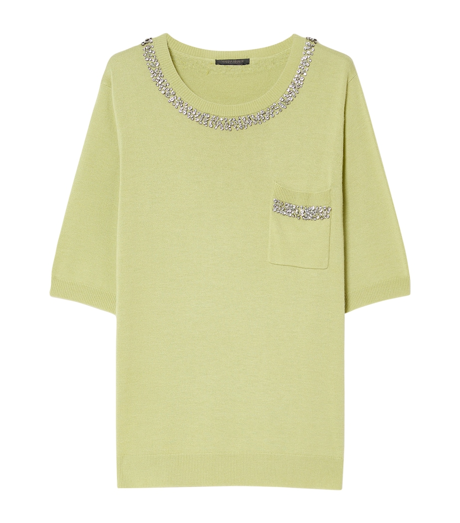 Marina Rinaldi Womens Embellished Short-Sleeve Sweater Lime Image 1