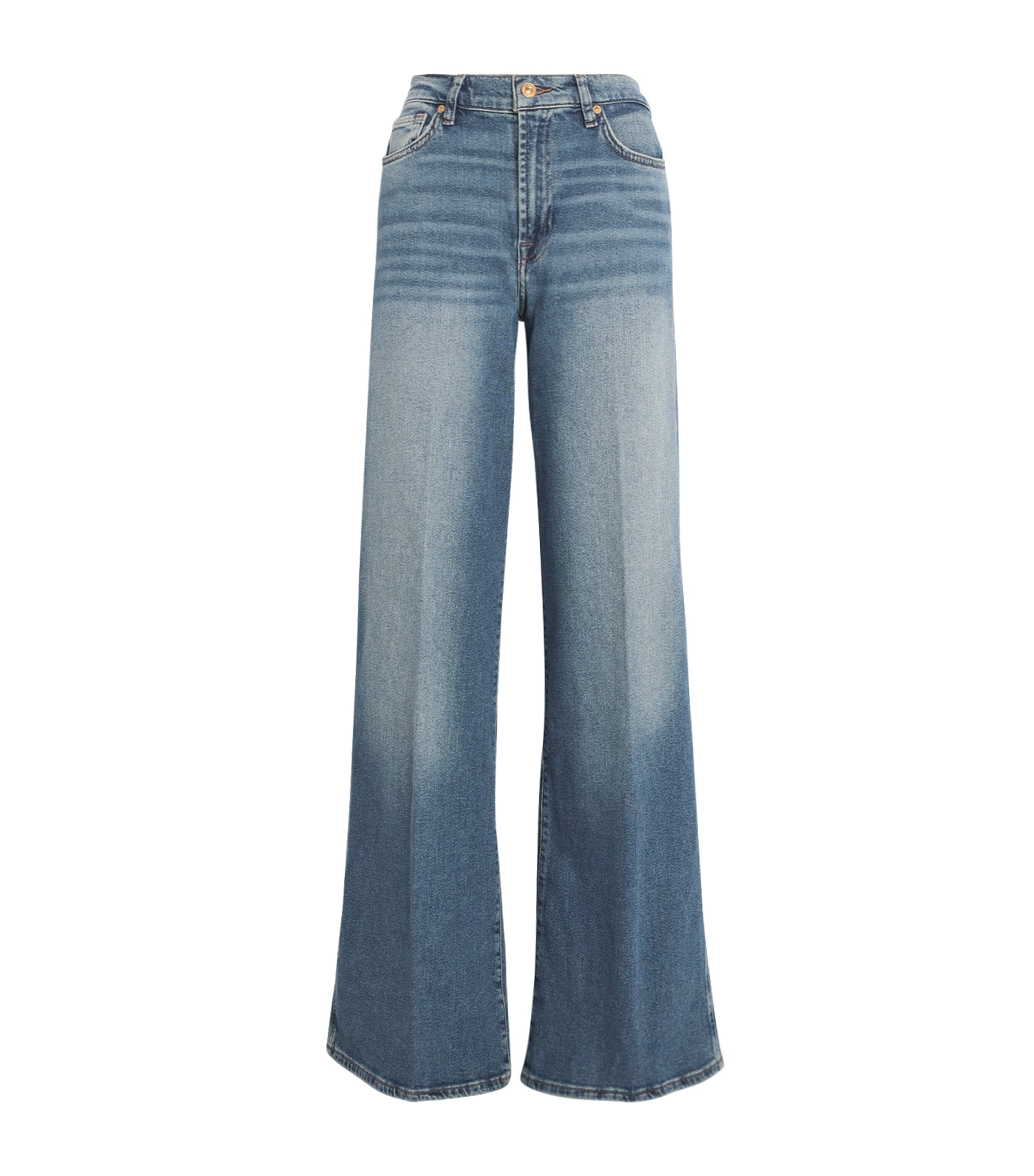 7 For All Mankind Stretch Denim Lotta Wide-leg Jeans In Blue