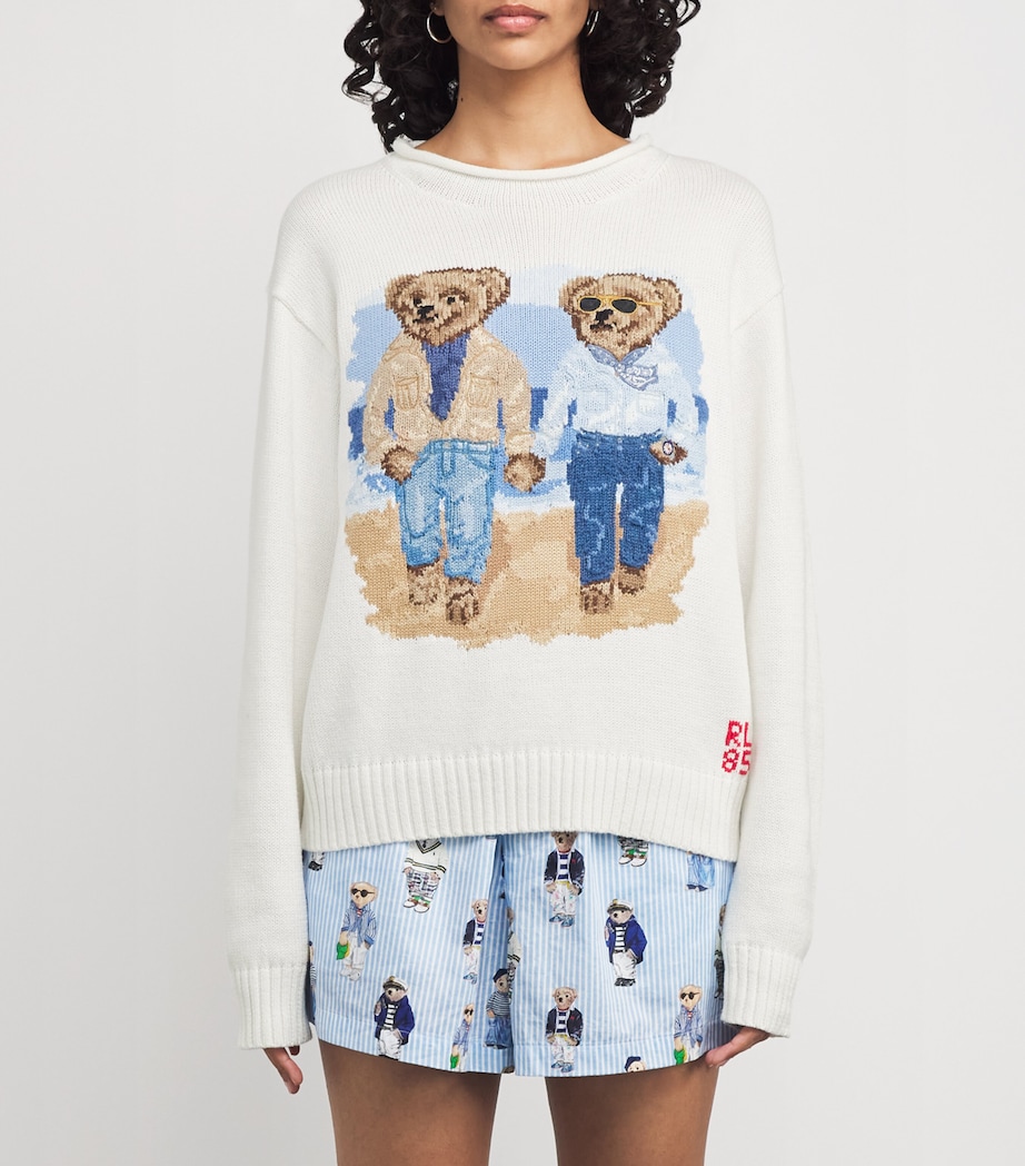 Cotton Polo Bear Sweater WHITE Image 3