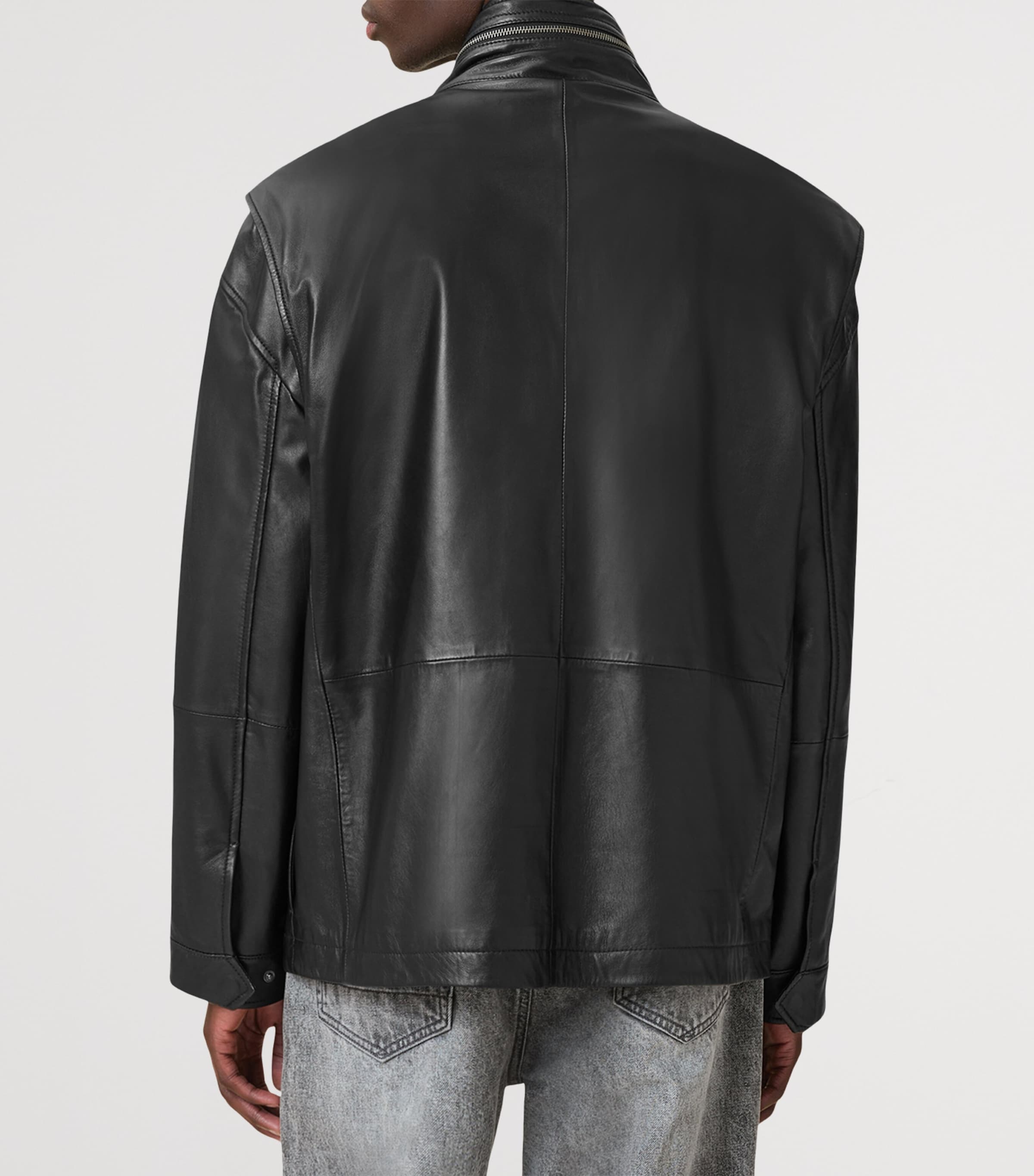 Halton Leather Jacket BLACK Image 3