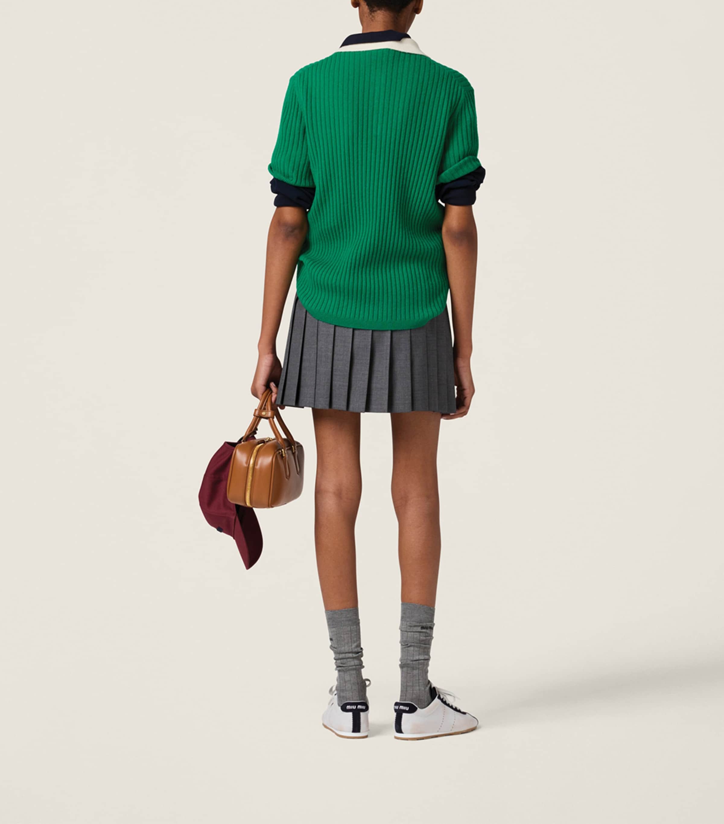 Miu Miu Womens Cashmere Ribbed Polo Shirt Image 3