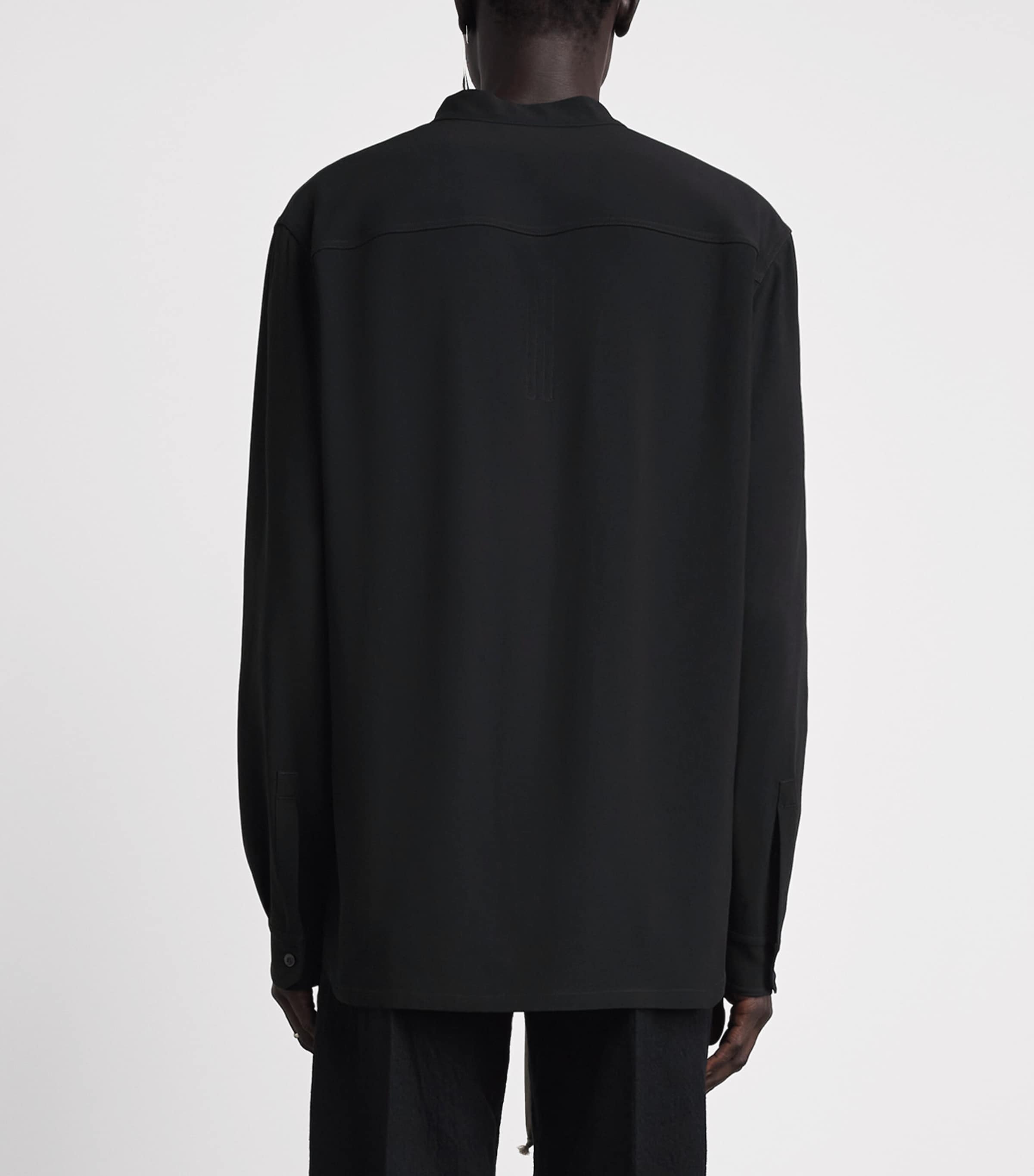 Rick Owens Mens Cady Draped Island Shirt Black Image 5