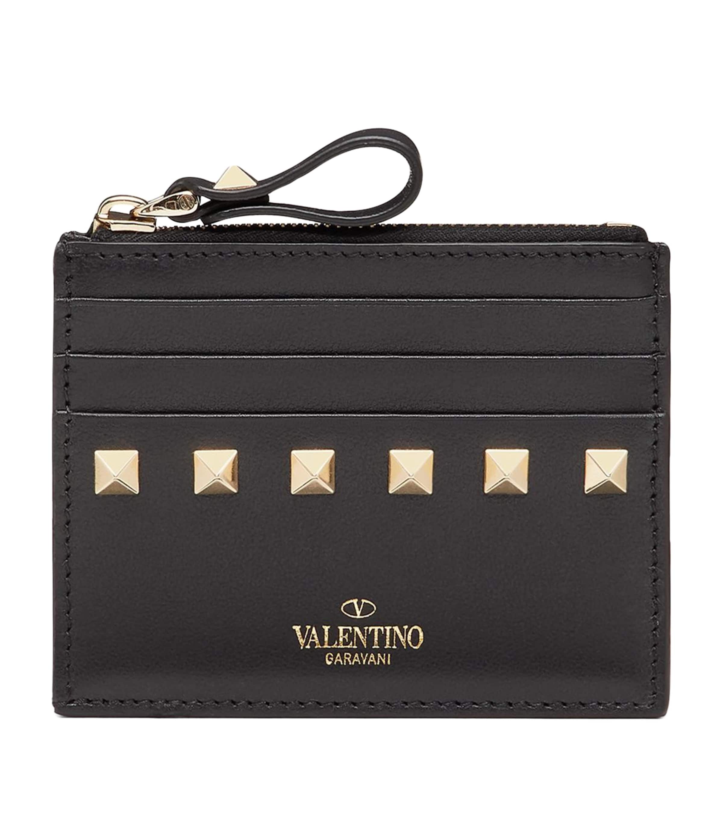 Valentino Garavani Leather Rockstud Coin and Card Holder | Women Accessories | Card Holders | Designers | Valentino Garavani | Men Clothing | Knitwear | Cardigans | Women Clothing | Skirts | Mini Skirts | Women Shoes | Boots | Biker Boots