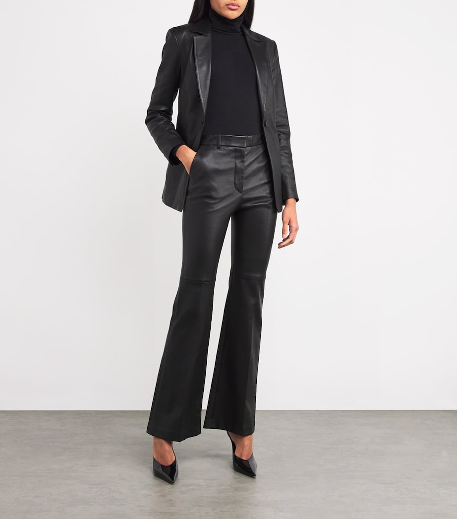 Leather Tafira Flared Trousers BLACK Image 2