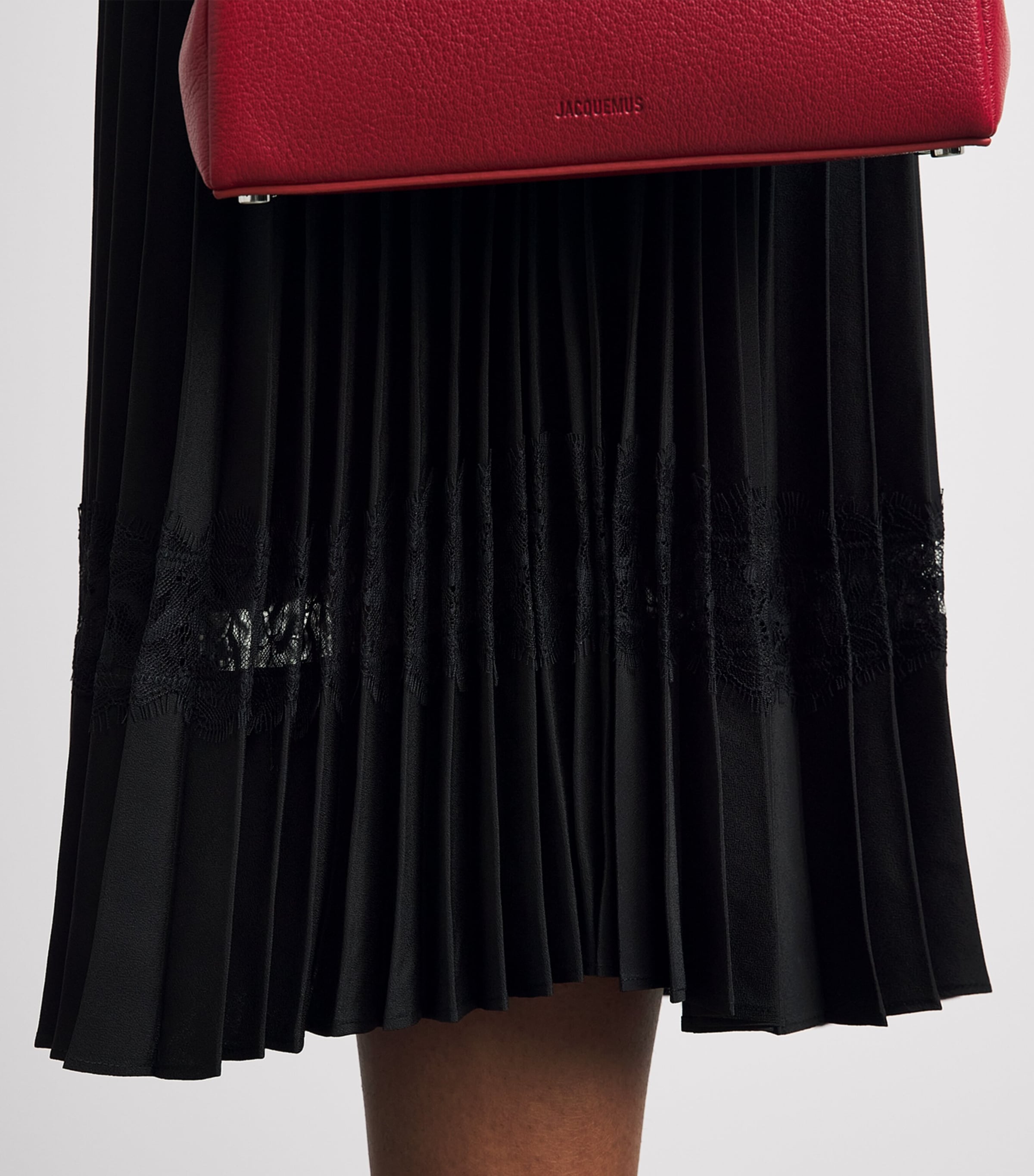 Claudie Pierlot Black Pleated Lace-Band Midi Dress | Harrods US
