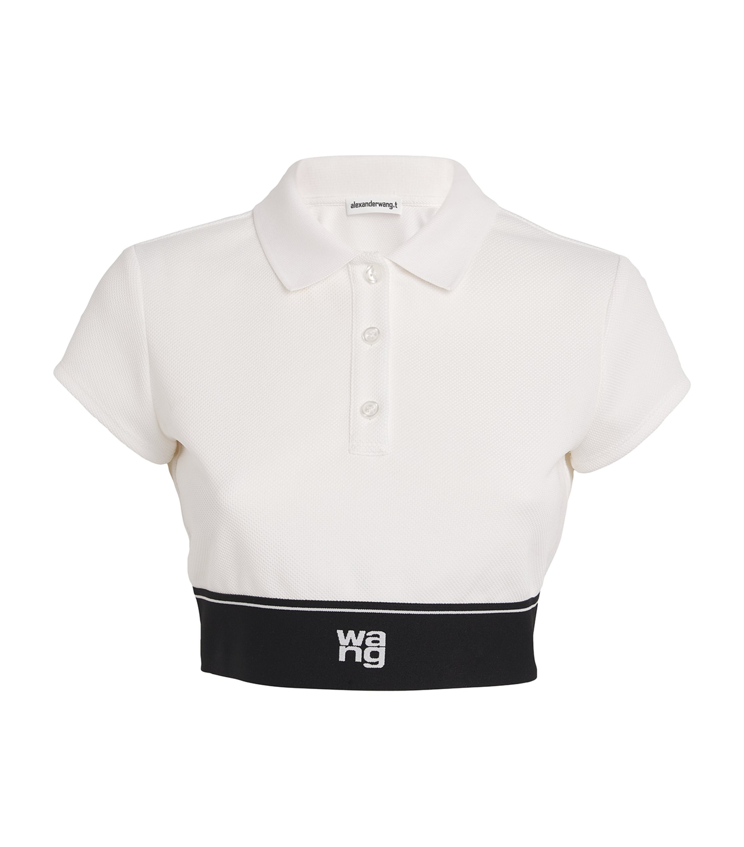 Shop Alexander Wang Cropped Polo Shirt In White