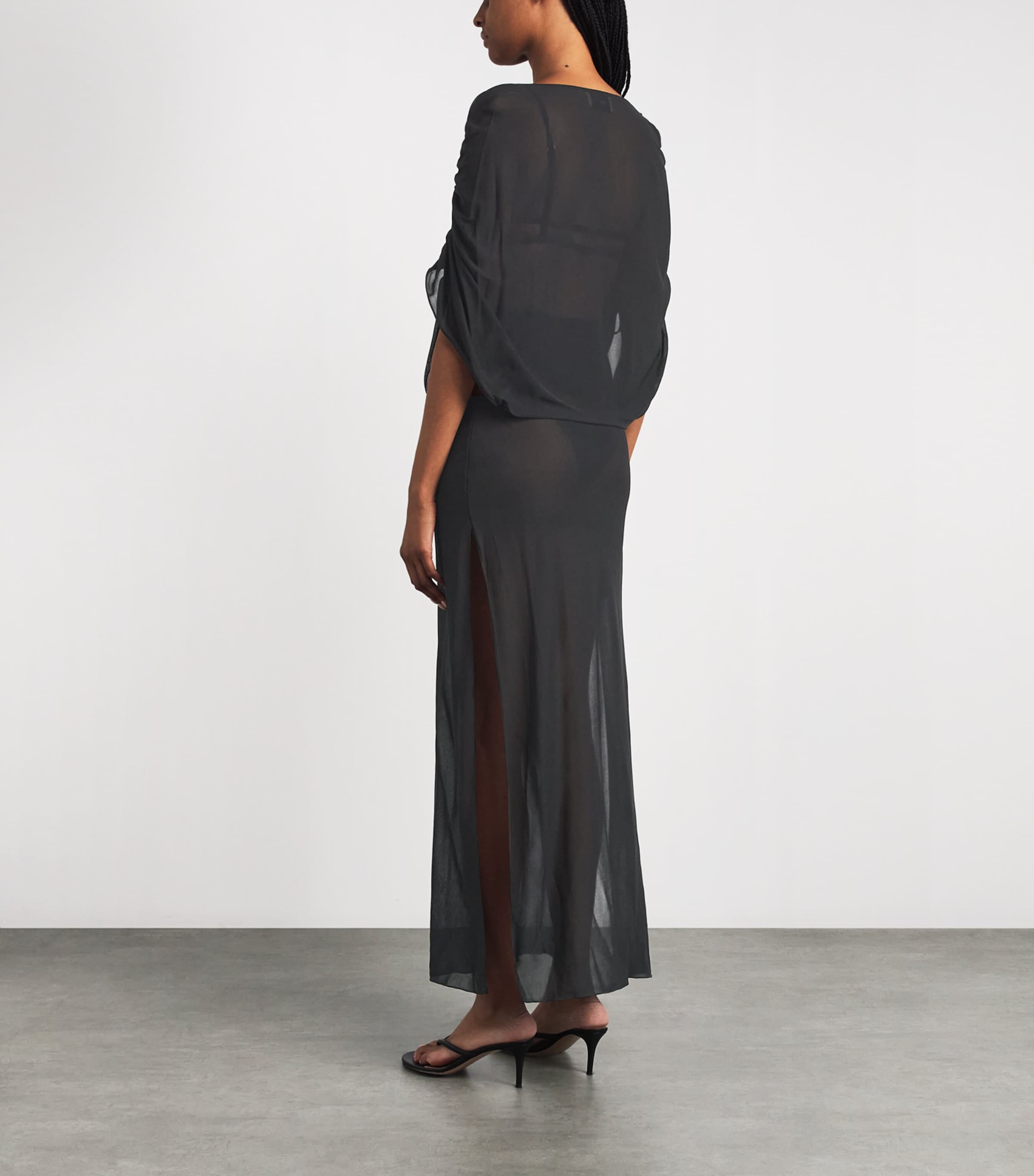 Moré Noir Womens Chiffon Brighton Maxi Dress Black Image 4
