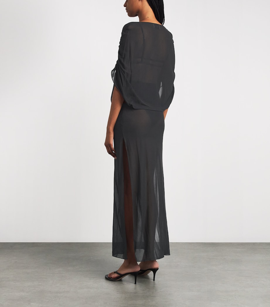 Moré Noir Womens Chiffon Brighton Maxi Dress Black Image 4
