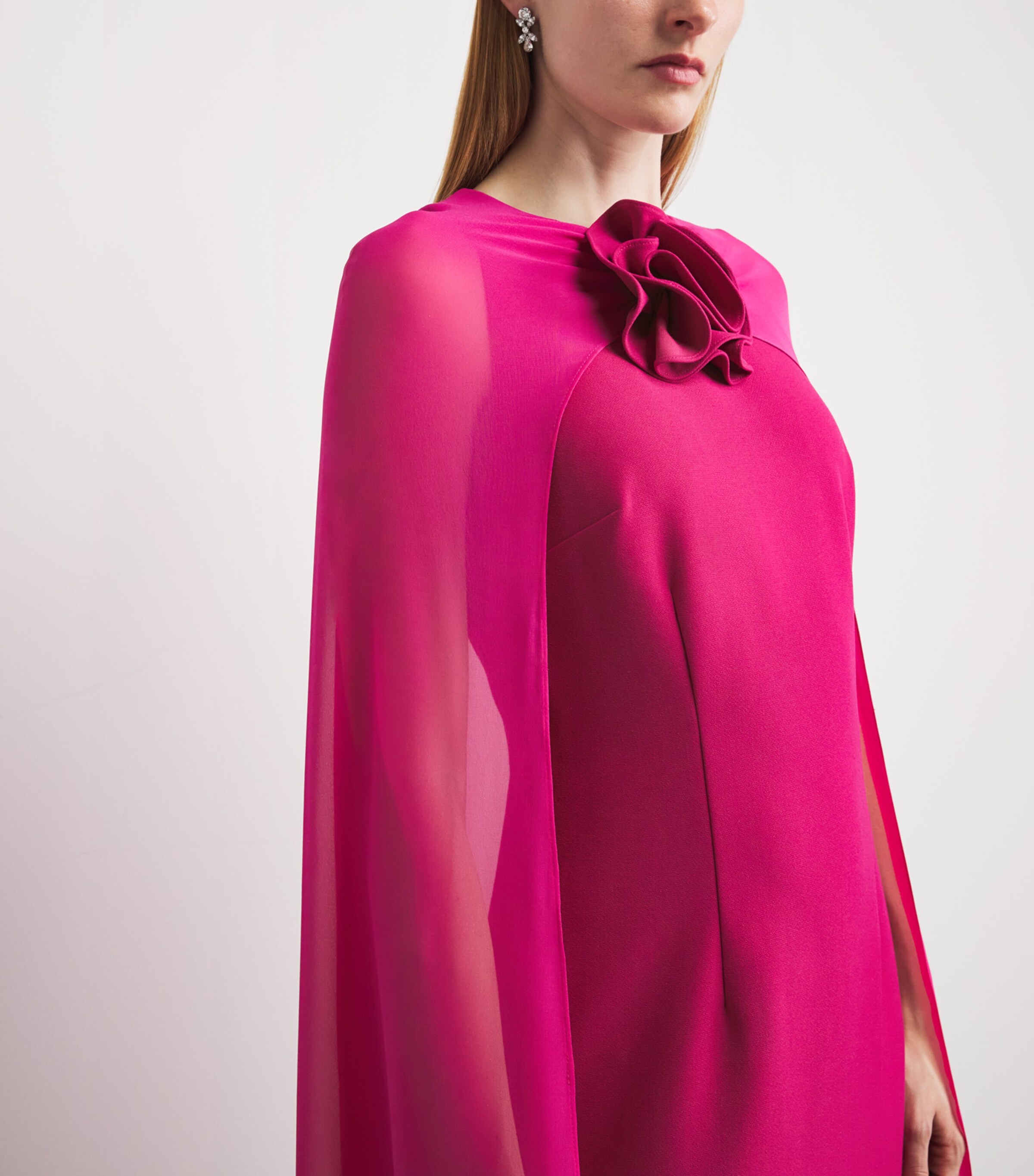 Roland Mouret Womens Rose Appliqué Cape-Detail Gown Pink Image 5