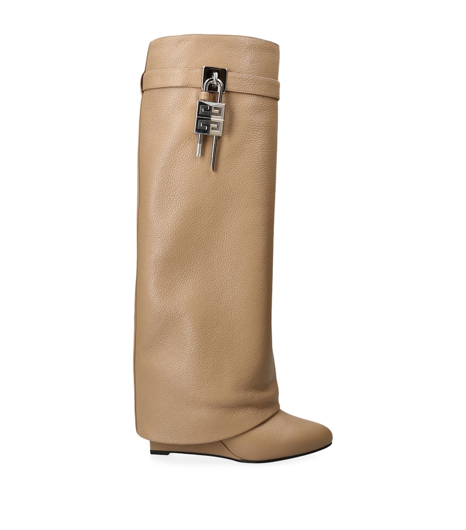 Knee High Givenchy Bottes Givenchy Beige Leather Shark Lock Knee