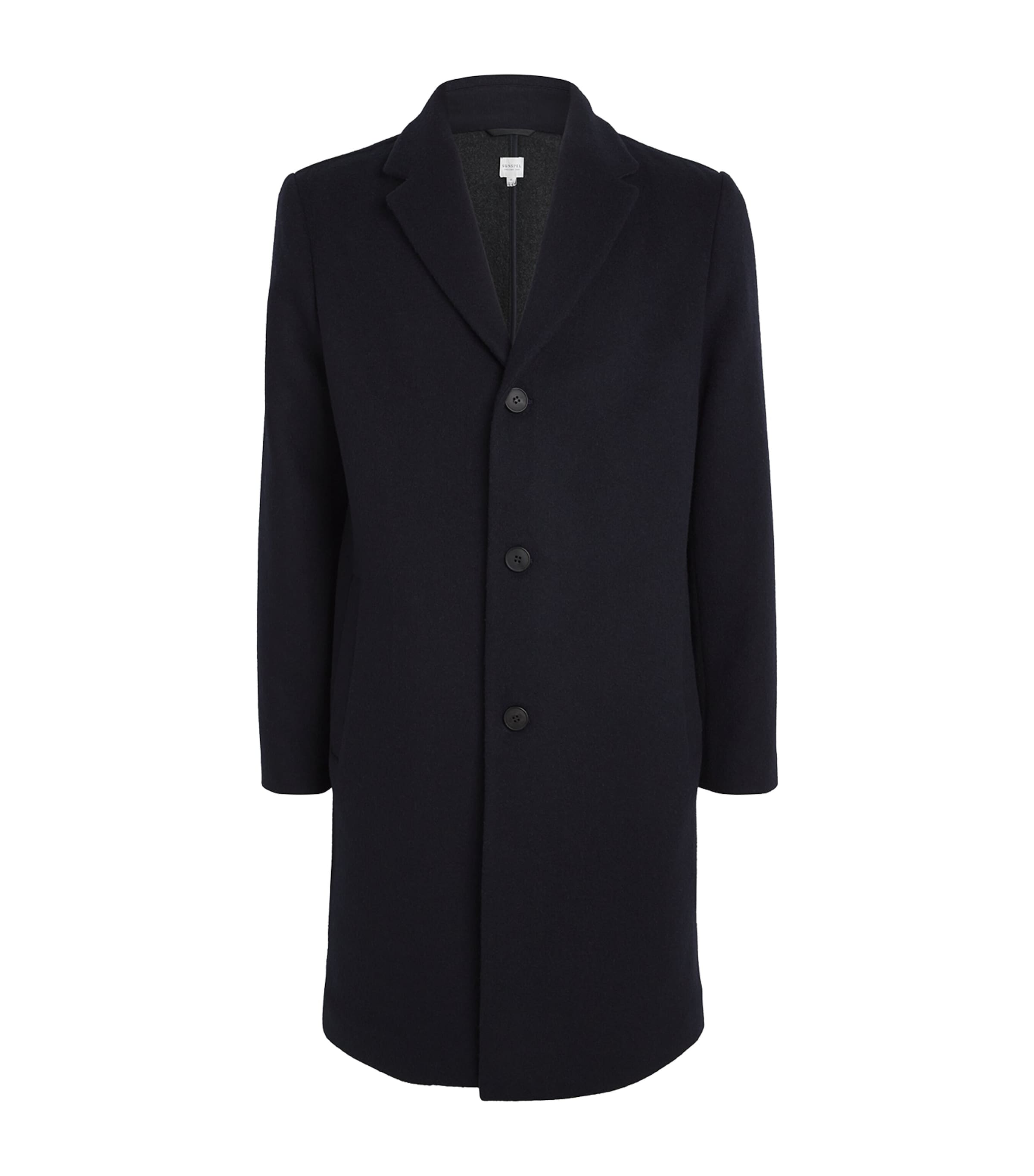 Shop Sunspel Wool Double-faced Overcoat In Navy