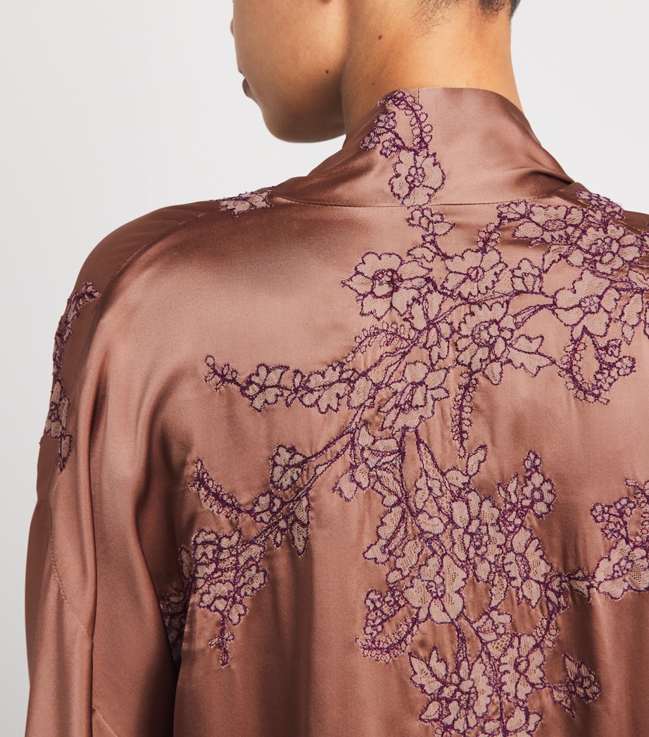 TORLOWEI Womens Silk Tokoni Short Kimono Mocha/raisin Image 3