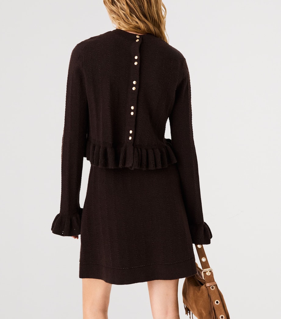 Maje Womens Cable-Knit Mini Dress Dark Brown Image 5