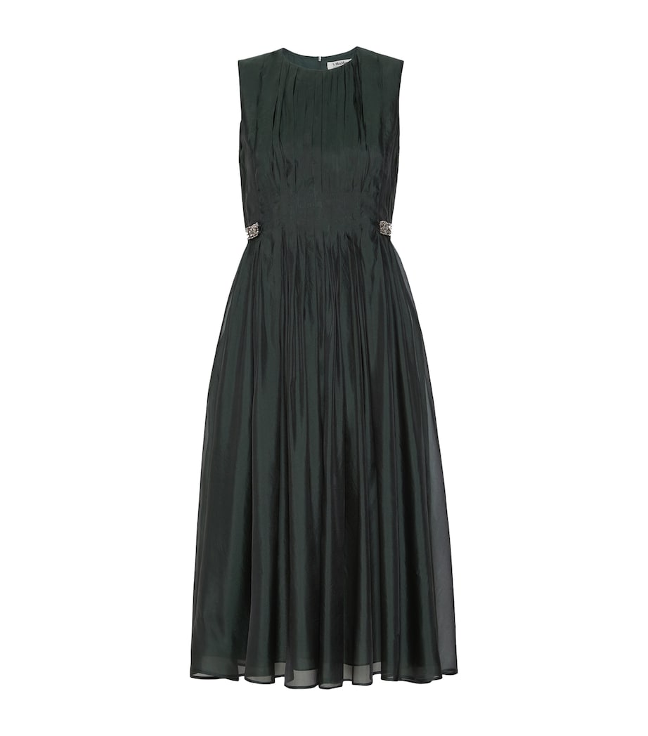 Max Mara Womens Silk-Blend Organza Fit-And-Flare Maxi Dress Moss Green Image 1