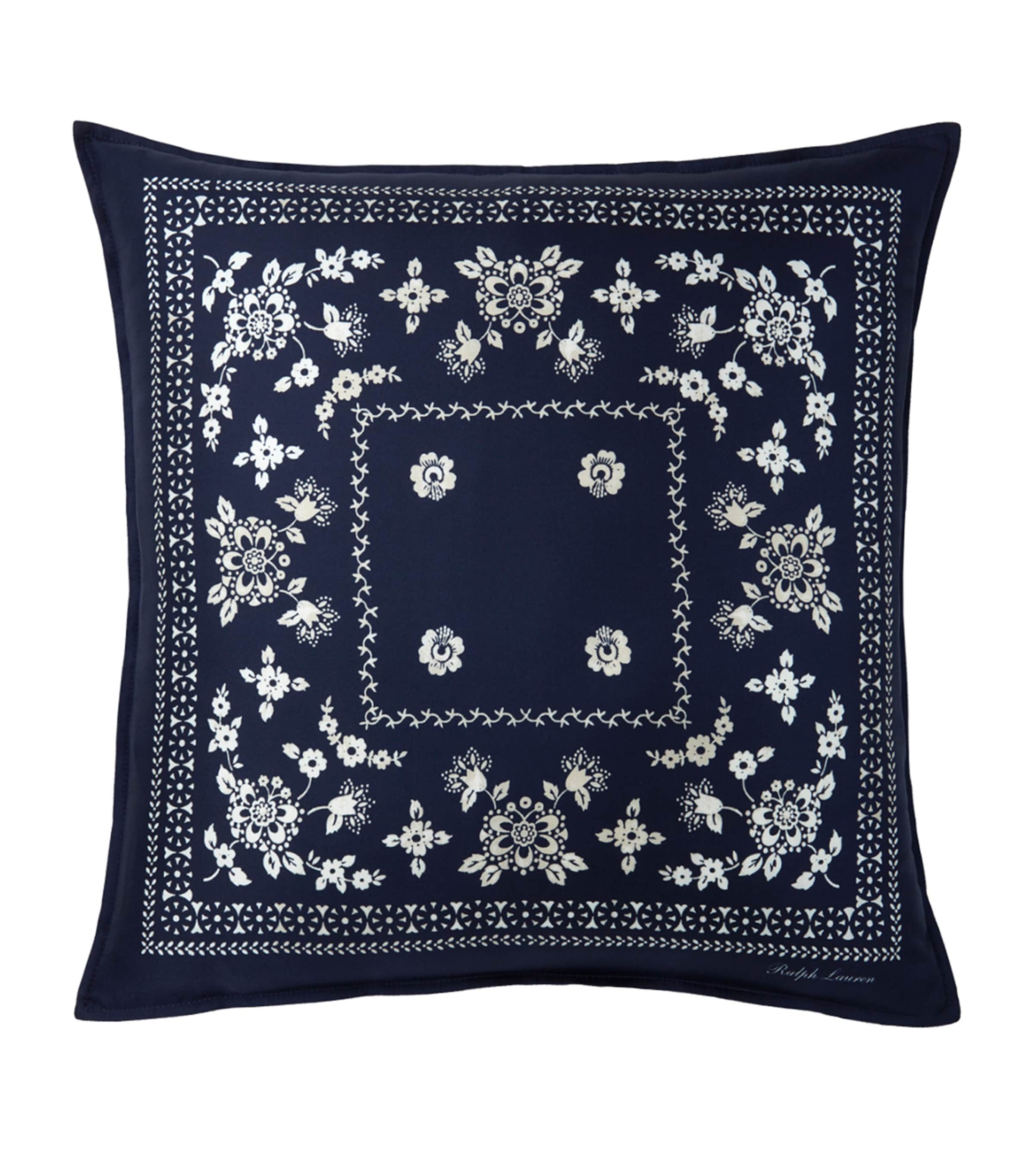 Ralph Lauren Home Silk Brynn Square Cushion Cover (45cm x 45cm) Navy Image 1