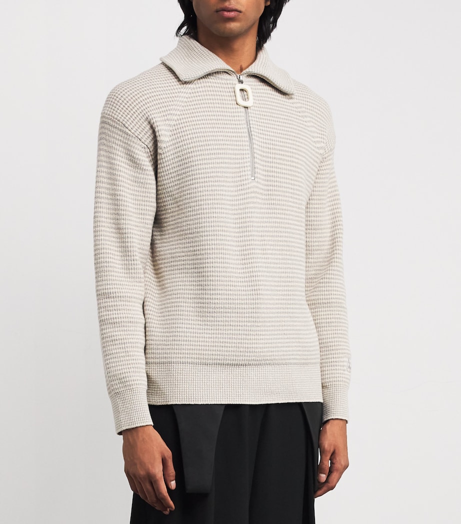 Knitted Stripe Half-Zip Sweater SAND/STONE Image 3