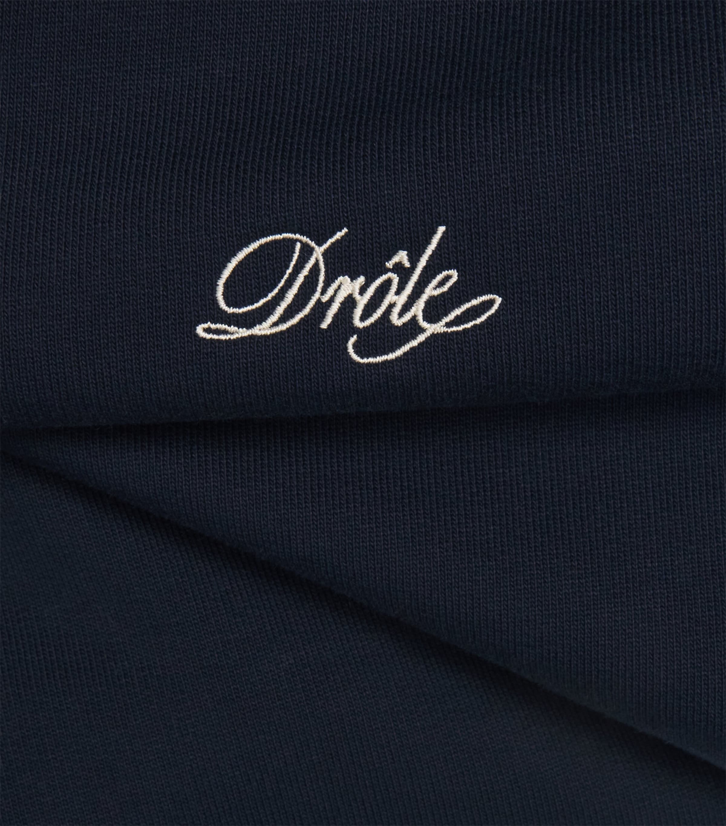 Cotton Pipe-Collar Polo Sweatshirt NAVY Image 5