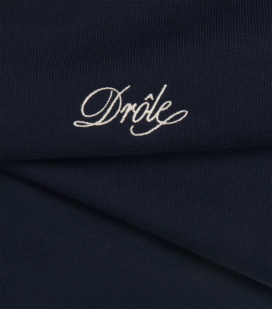 Cotton Pipe-Collar Polo Sweatshirt NAVY Image 5
