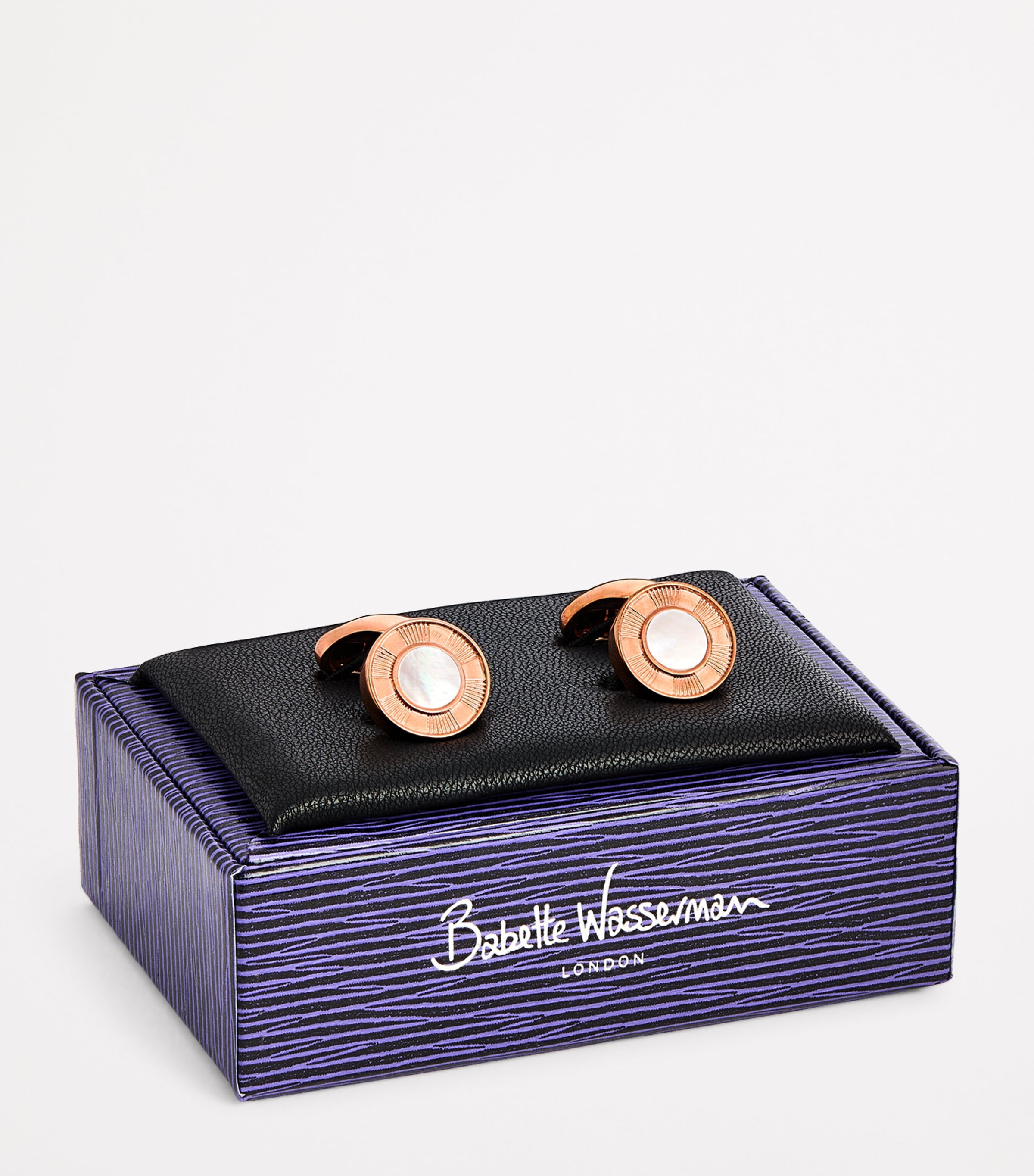Babette Wasserman Rose Gold-Plated Mother-of-Pearl Cufflinks Pearl Image 3