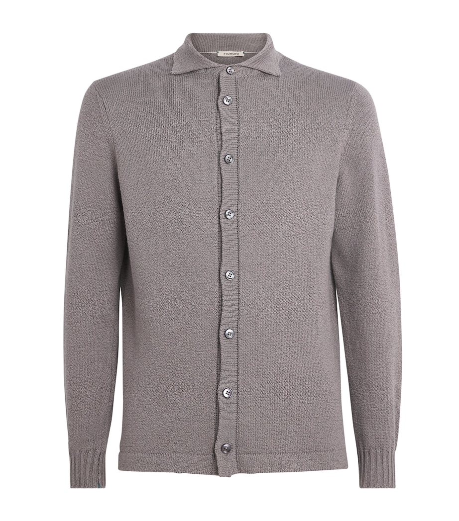 Fioroni Cashmere Mens Cotton Collar Cardigan Grigio Image 1