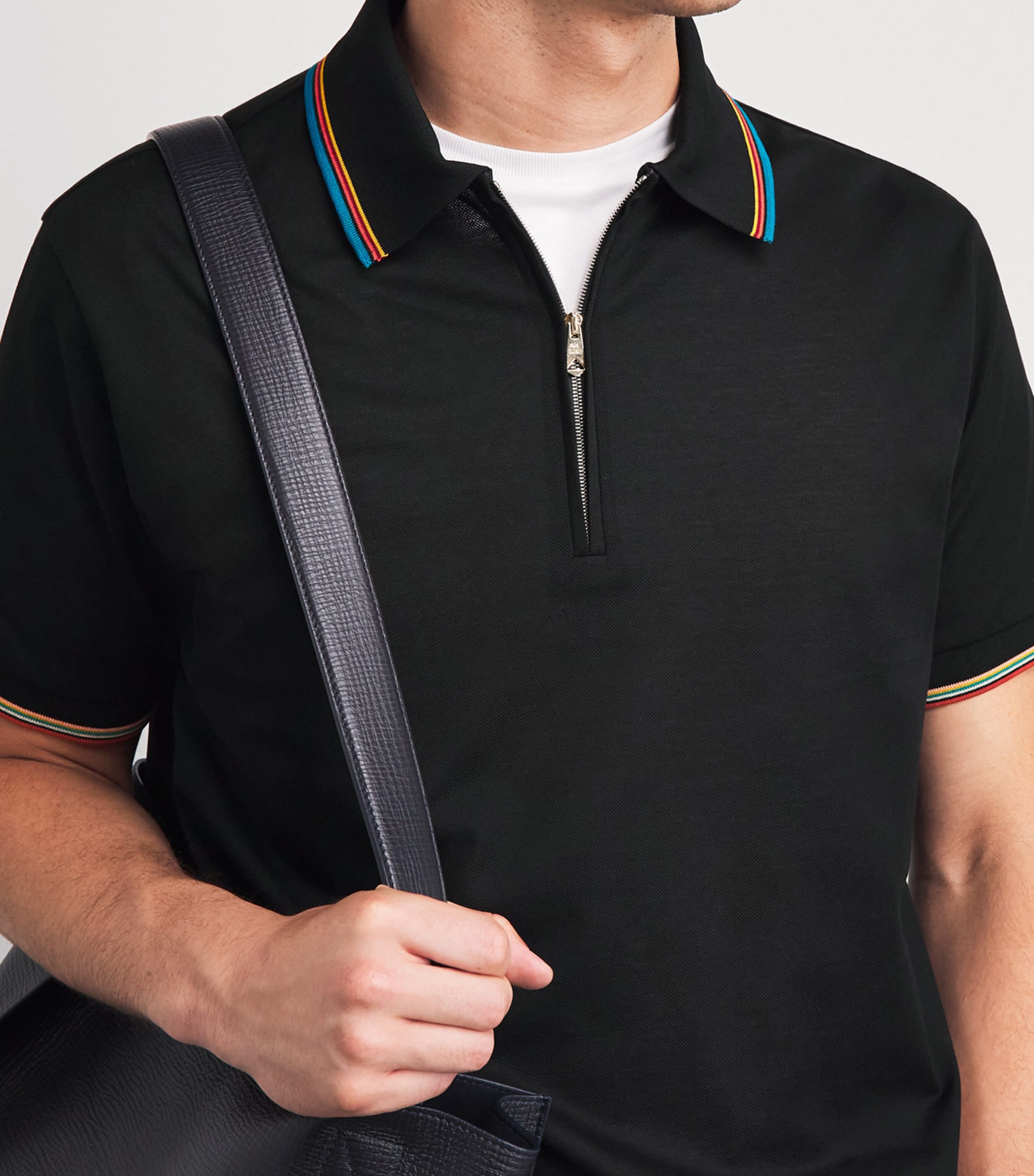 Paul Smith Mens Signature Stripe Zip-Up Polo Shirt Image 3