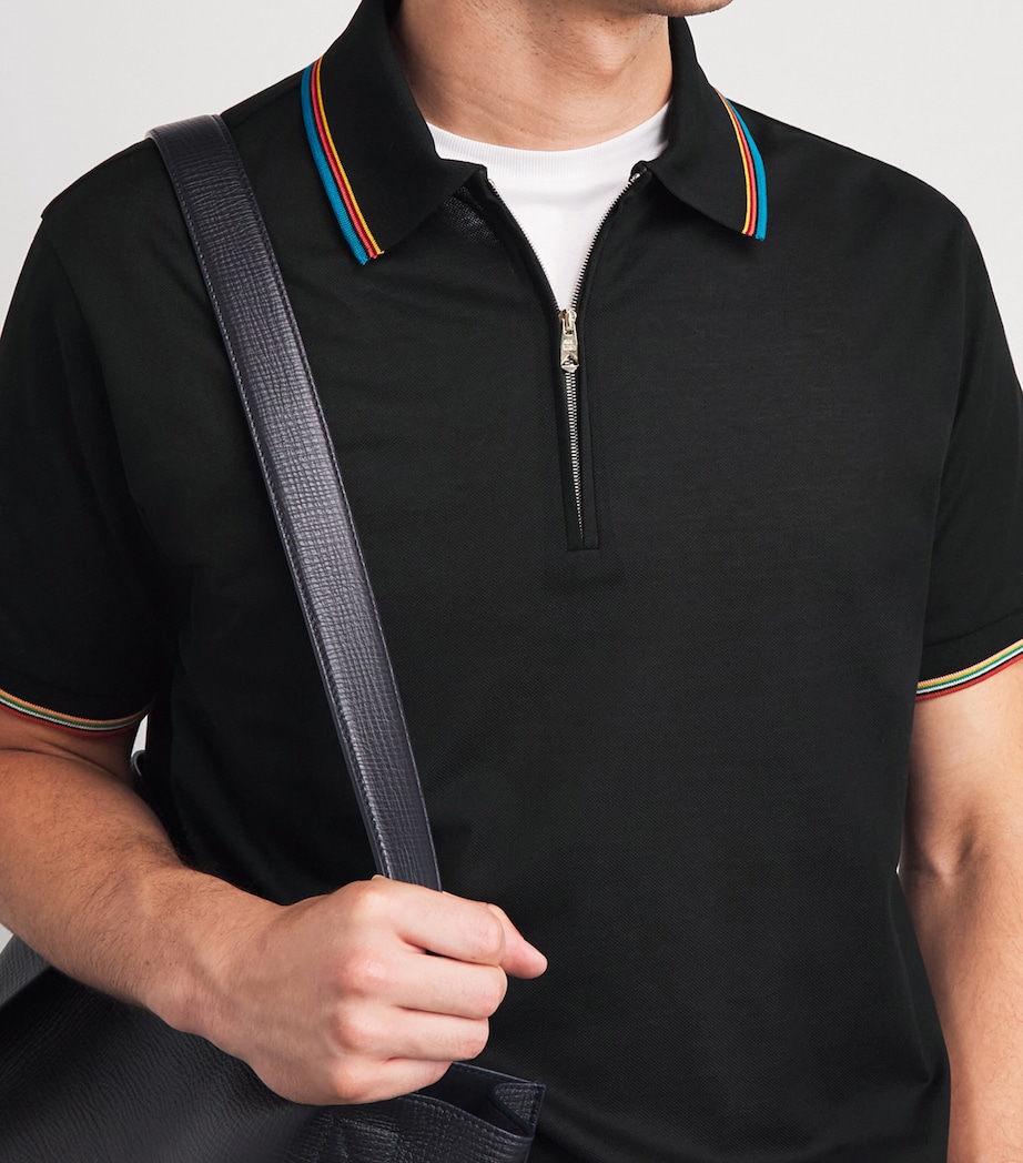 Paul Smith Mens Signature Stripe Zip-Up Polo Shirt Image 3