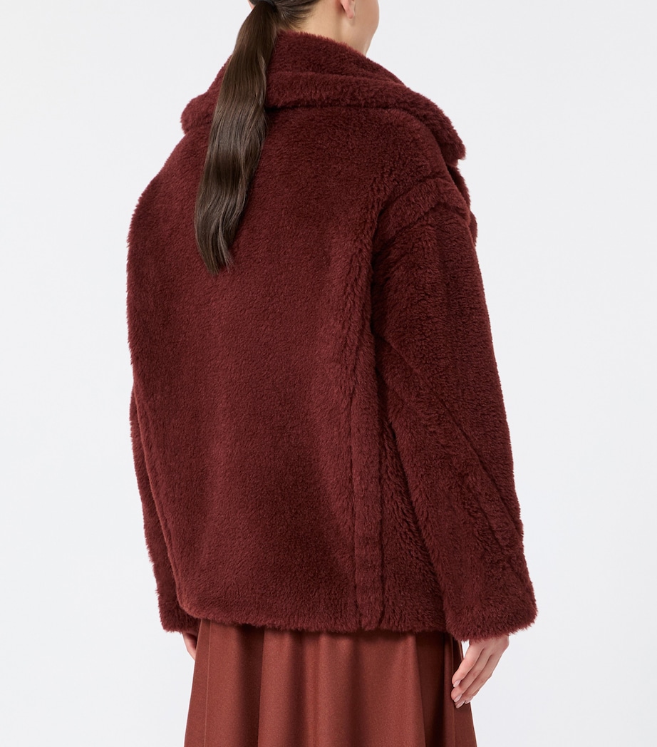 Max Mara Womens Alpaca-Blend Short Teddy Coat Rust Image 3