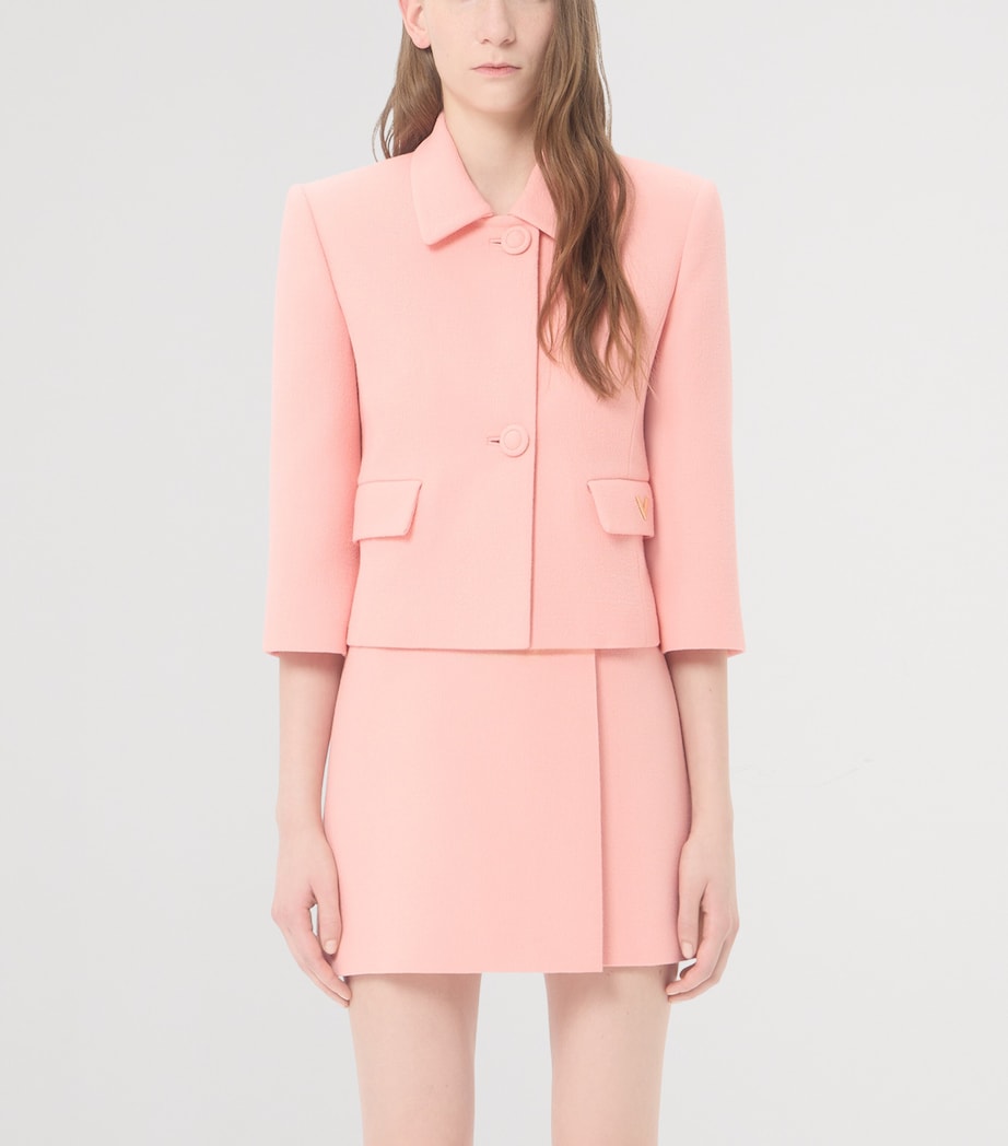 Valentino Womens Wool Crepe Cropped Blazer Image 3