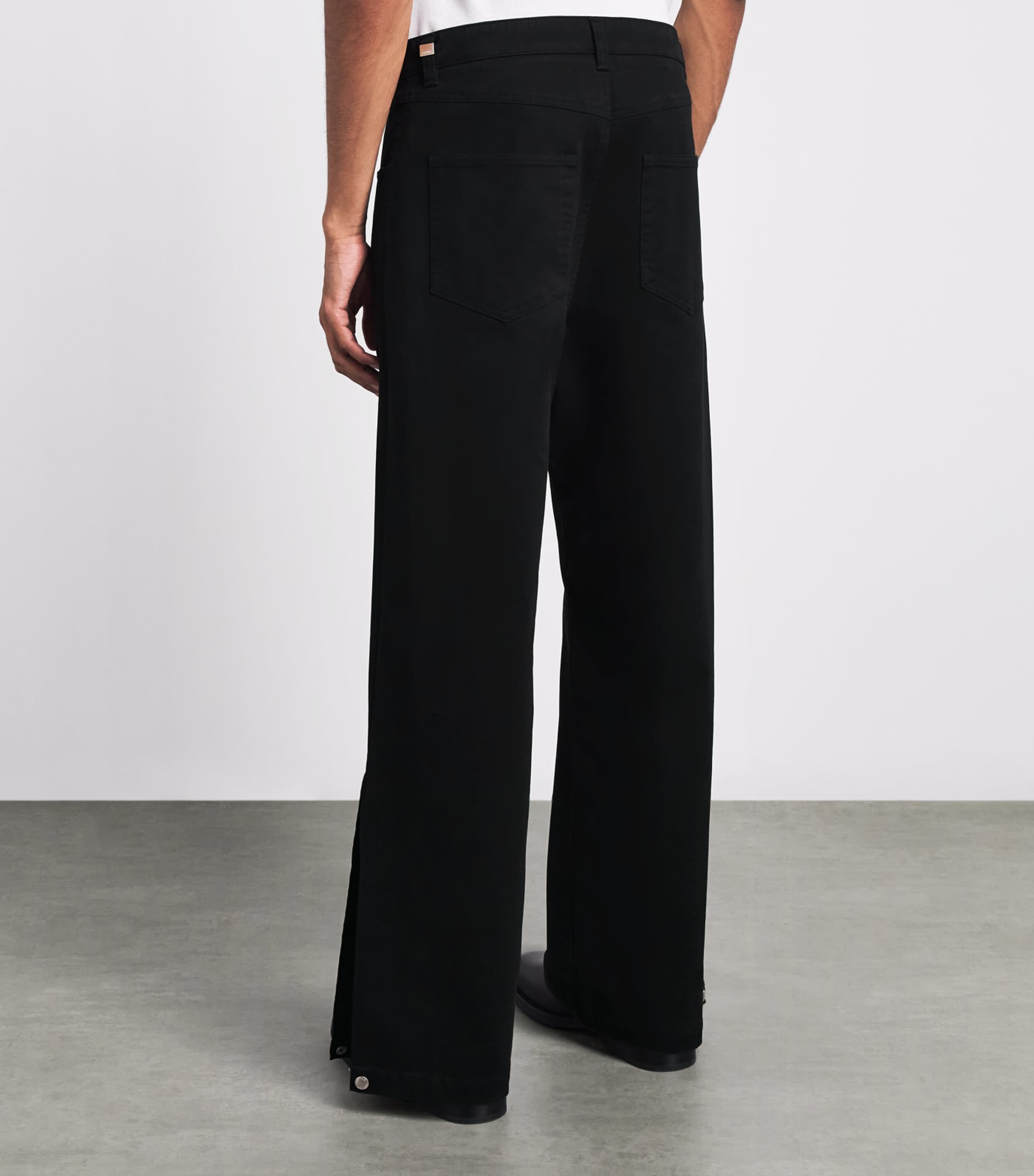 System Mens Cotton-Blend Side-Pleated Trousers Black Image 5