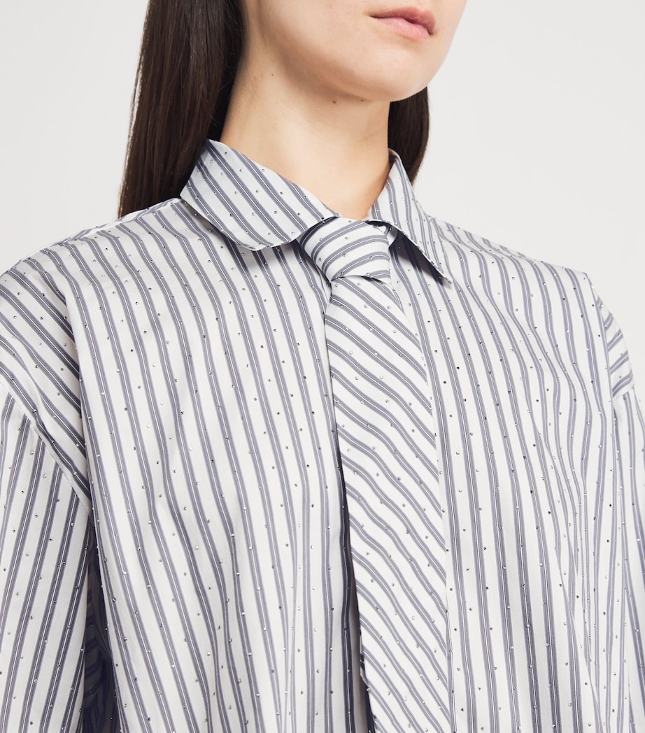 Rhinestone-Embellished Stripe Shirt ECRU STRIPES Image 6