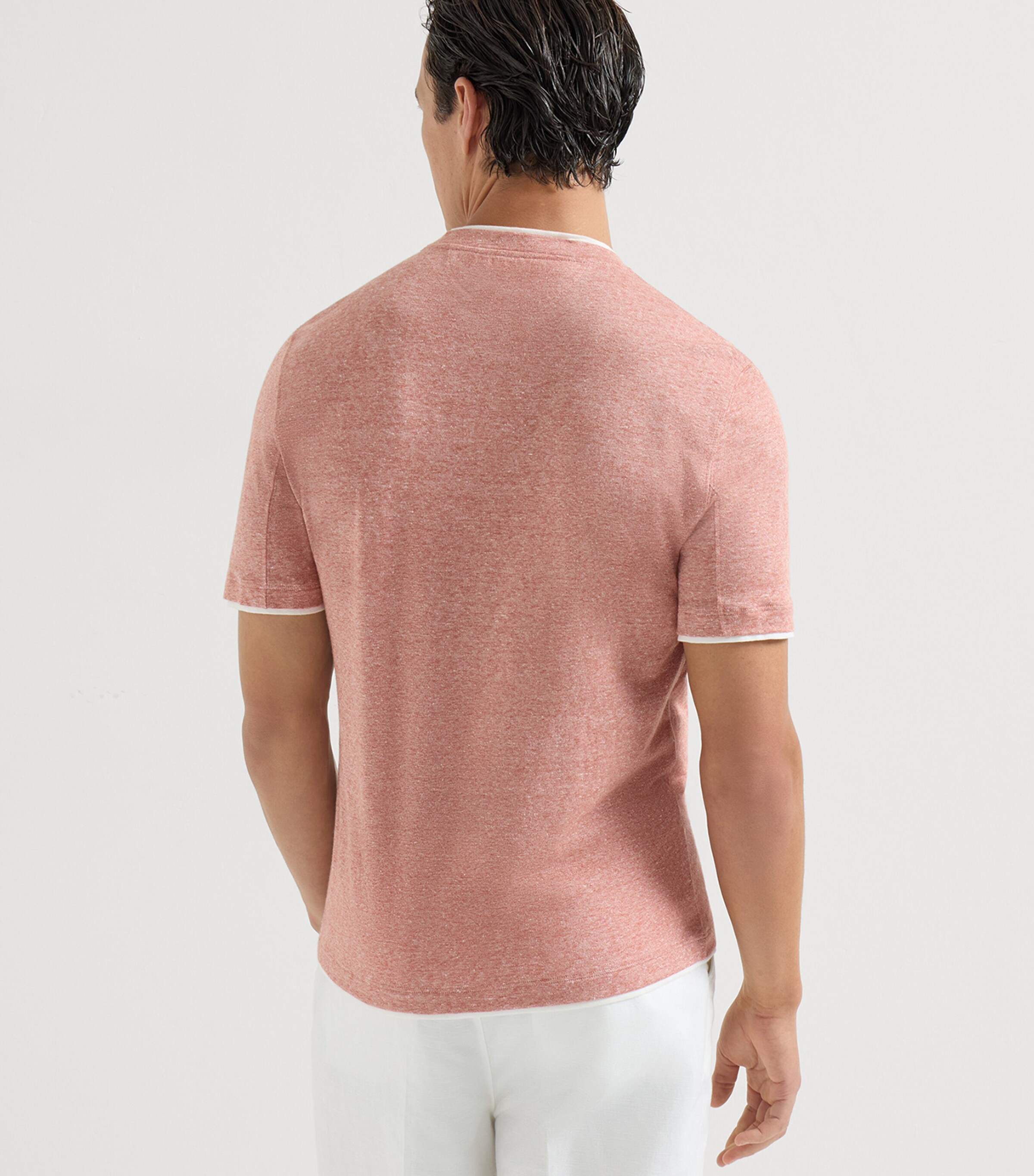 Brunello Cucinelli Mens Linen-Cotton Faux-Layered T-Shirt Image 5