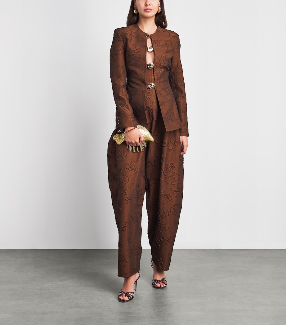 Christie Brown Brown Appliqué High-Waisted Tapered Trousers | Harrods UK