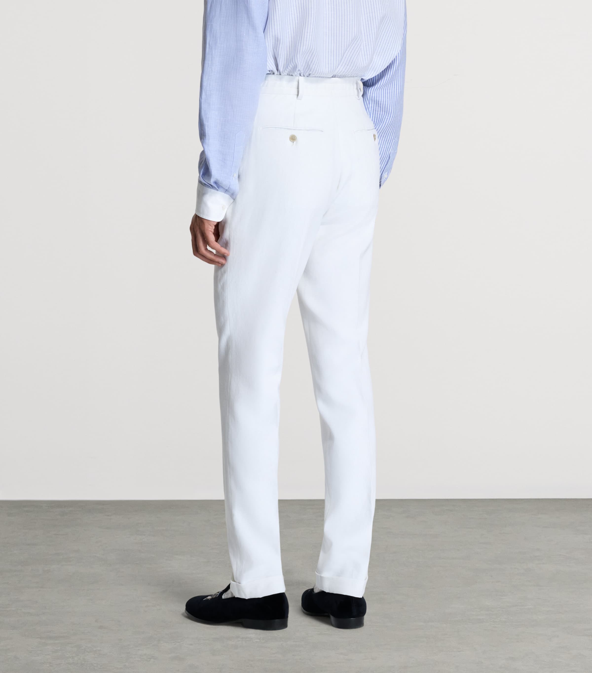 Dunhill Mens Linen Double-Pleated Formal Trousers Image 3