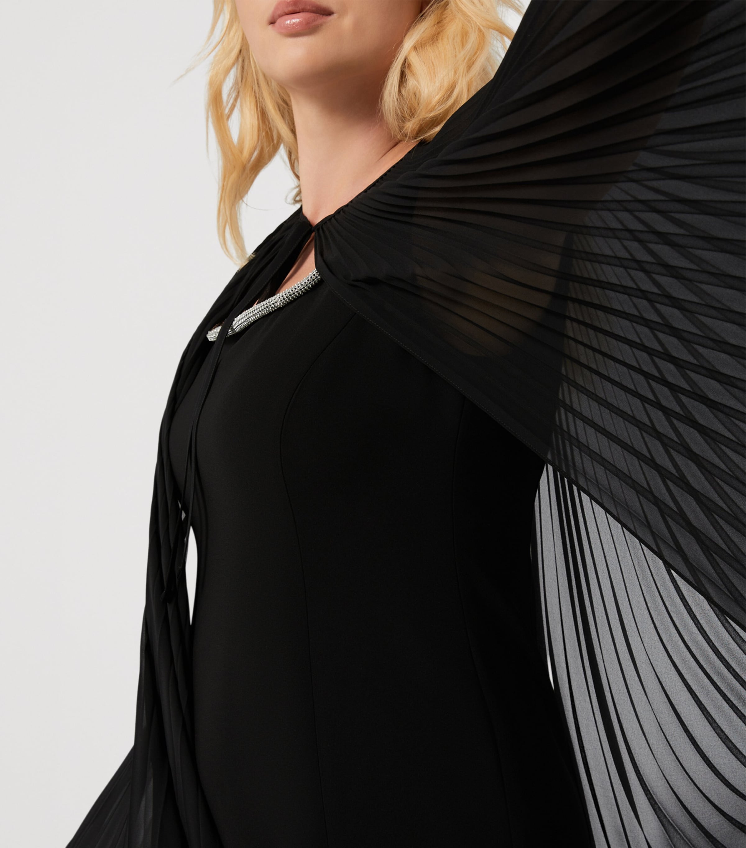 Marina Rinaldi Womens Georgette Plissé Cape Black Image 5