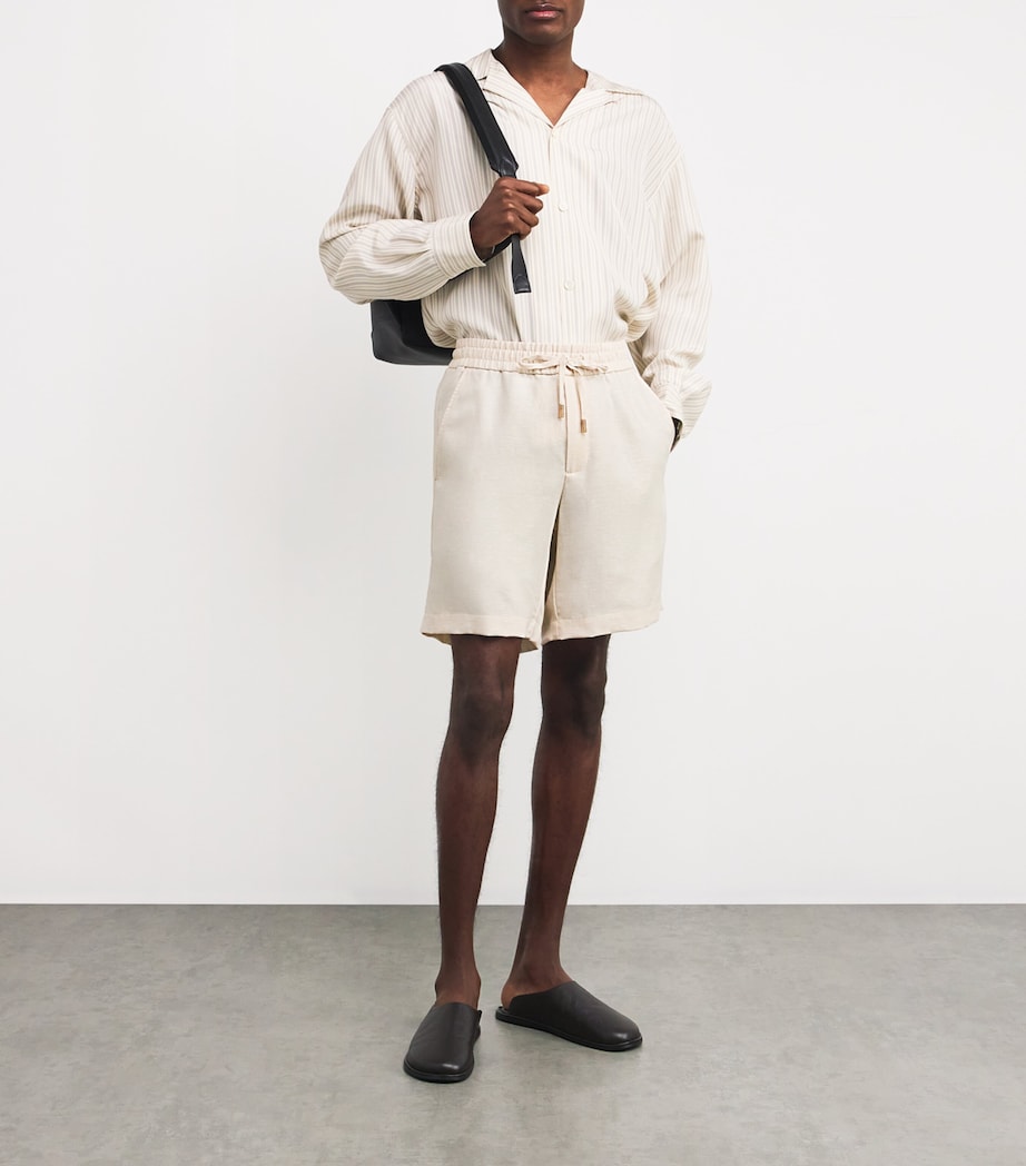 Colombo Mens Cashmere-Linen Drawstring Shorts Sand Image 2