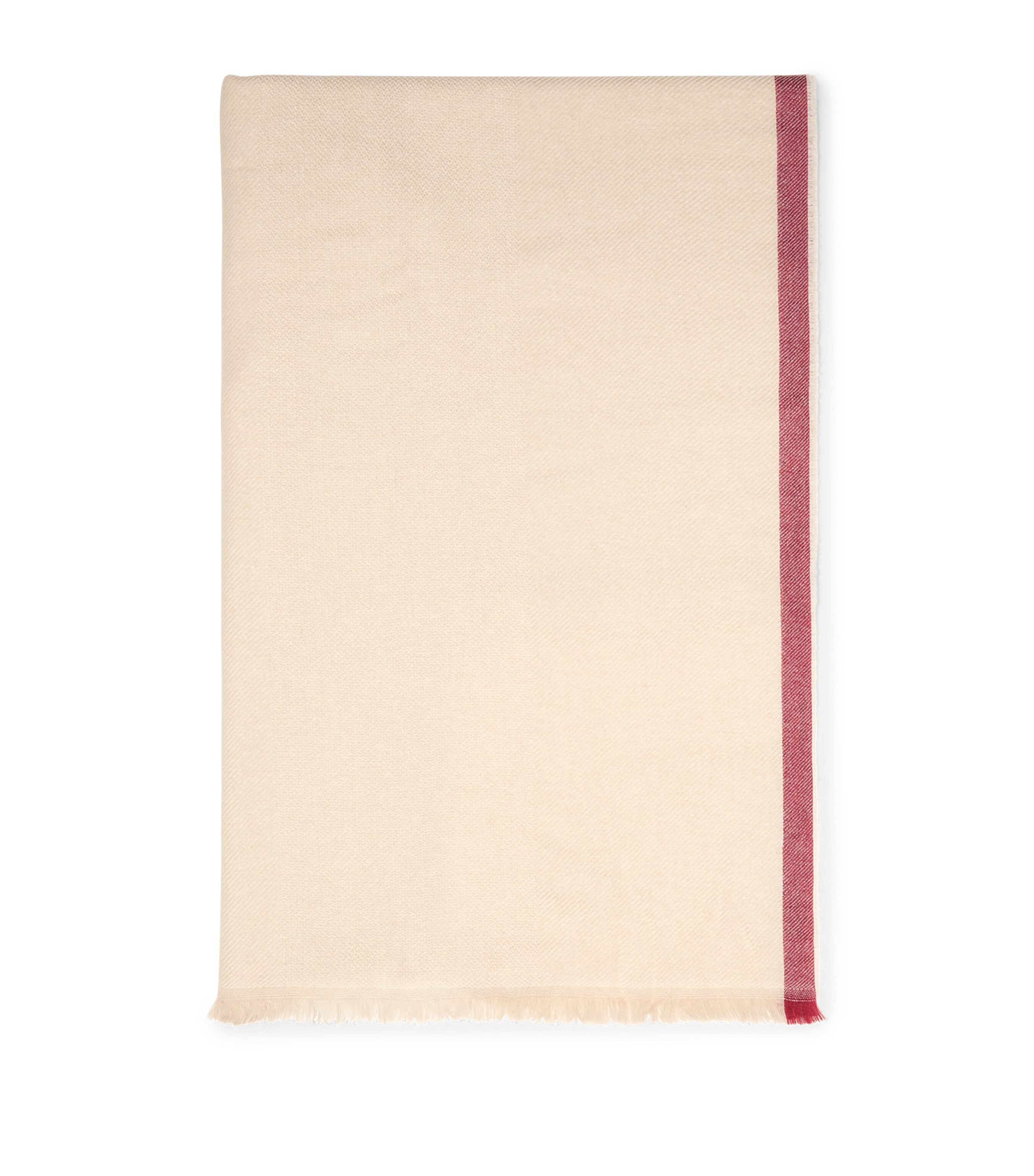 Brunello Cucinelli Cashmere Stripe-detail Diagonal Scarf In Beige