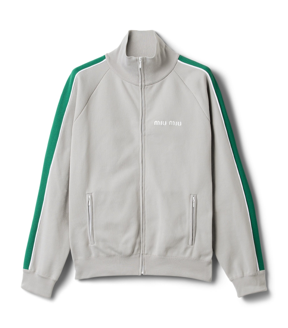 Miu Miu Womens Technical Yarn Zipped Sweatshirt Image 1