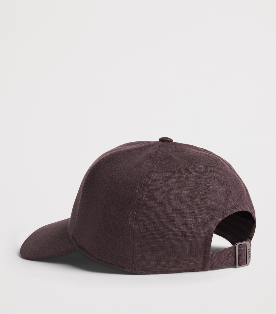 BOSS Linen Logo Cap Dark Brown Image 3