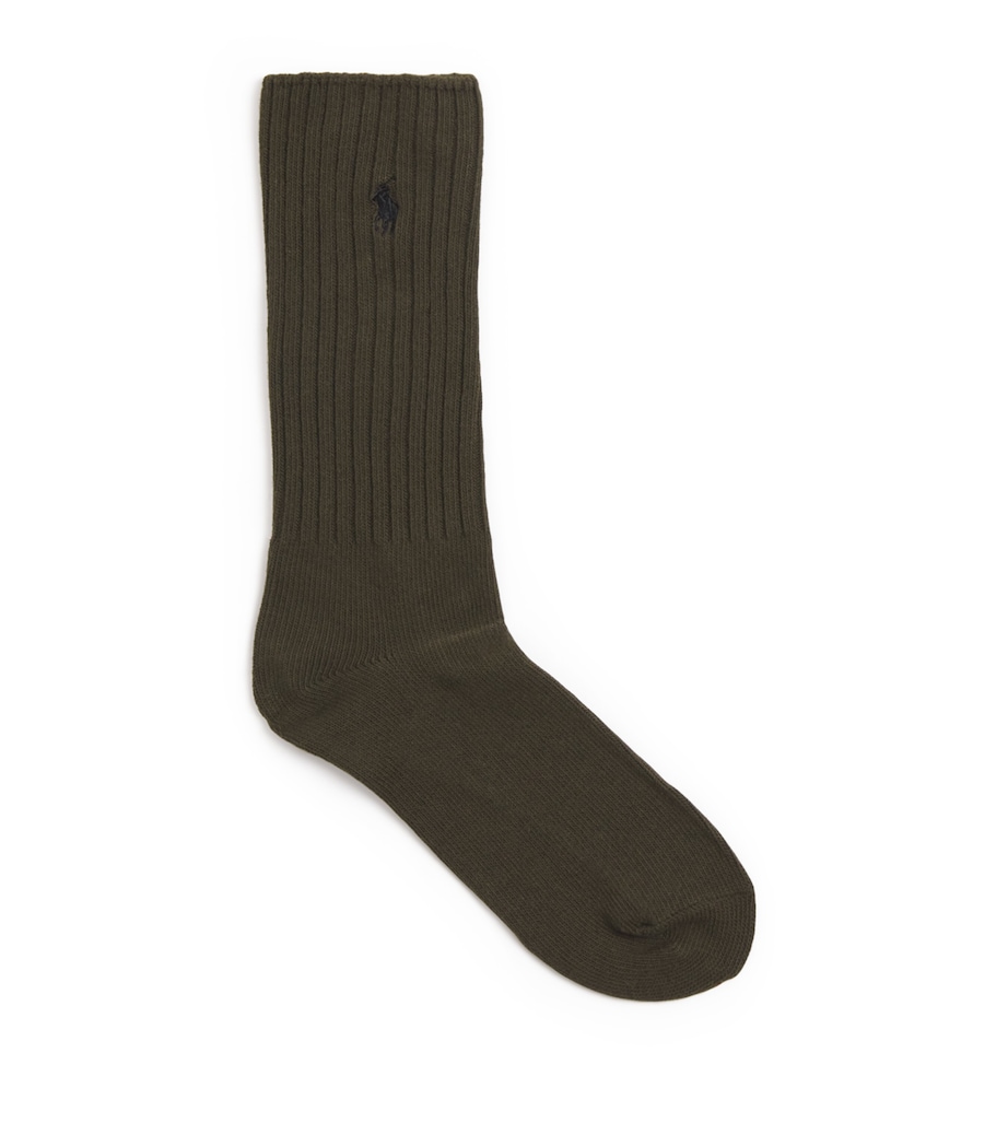 Cotton-Blend Classic Crew Socks GREEN Image 1